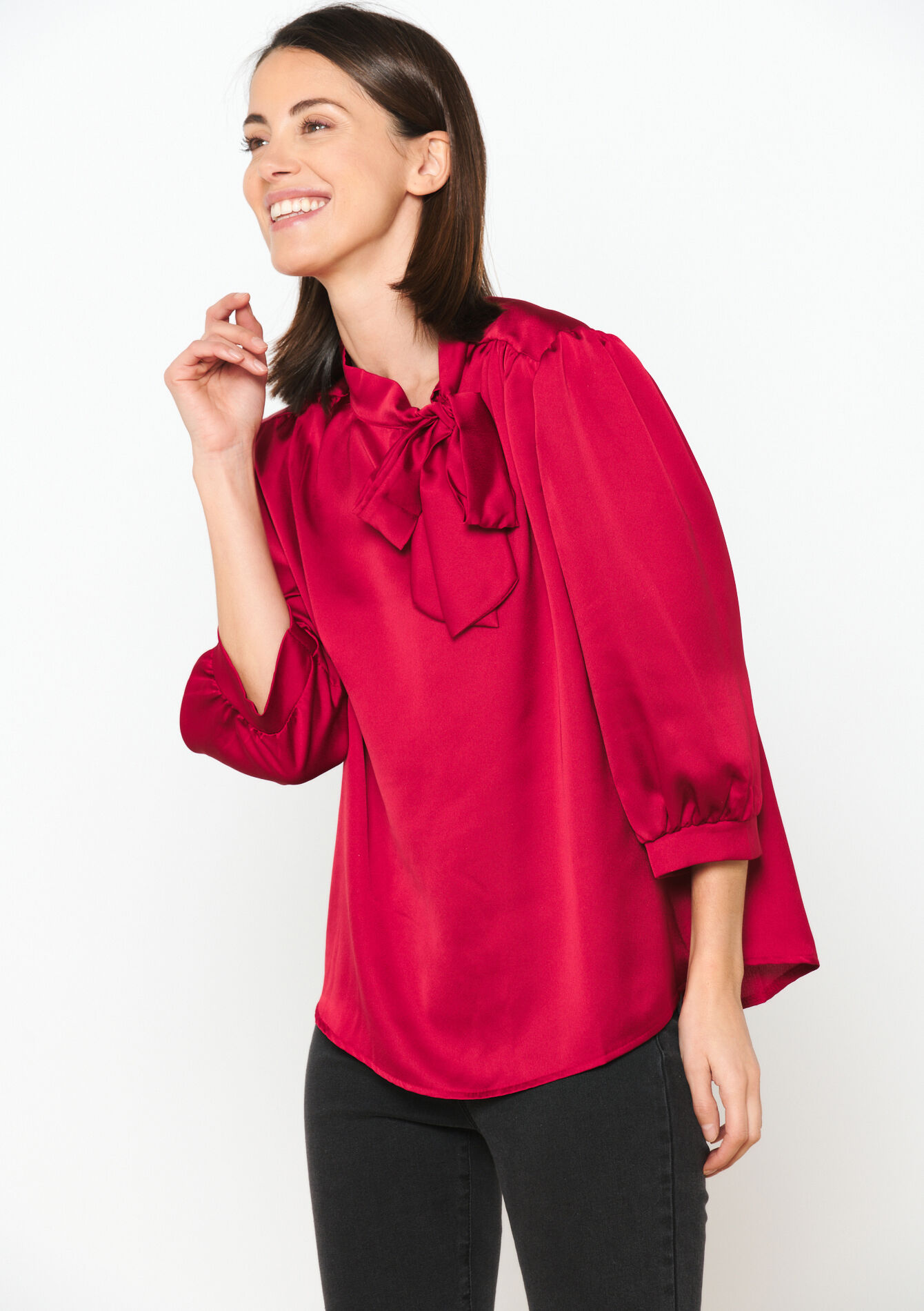 Blouse en satin avec noeud - RED PAPRIKA - 05702402_1293