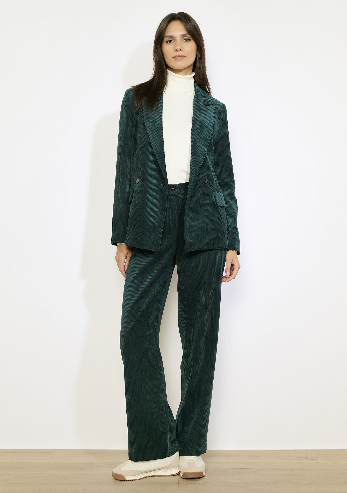 Corduroy broek met elastiek - GREEN EMERALD - 06100746_4511