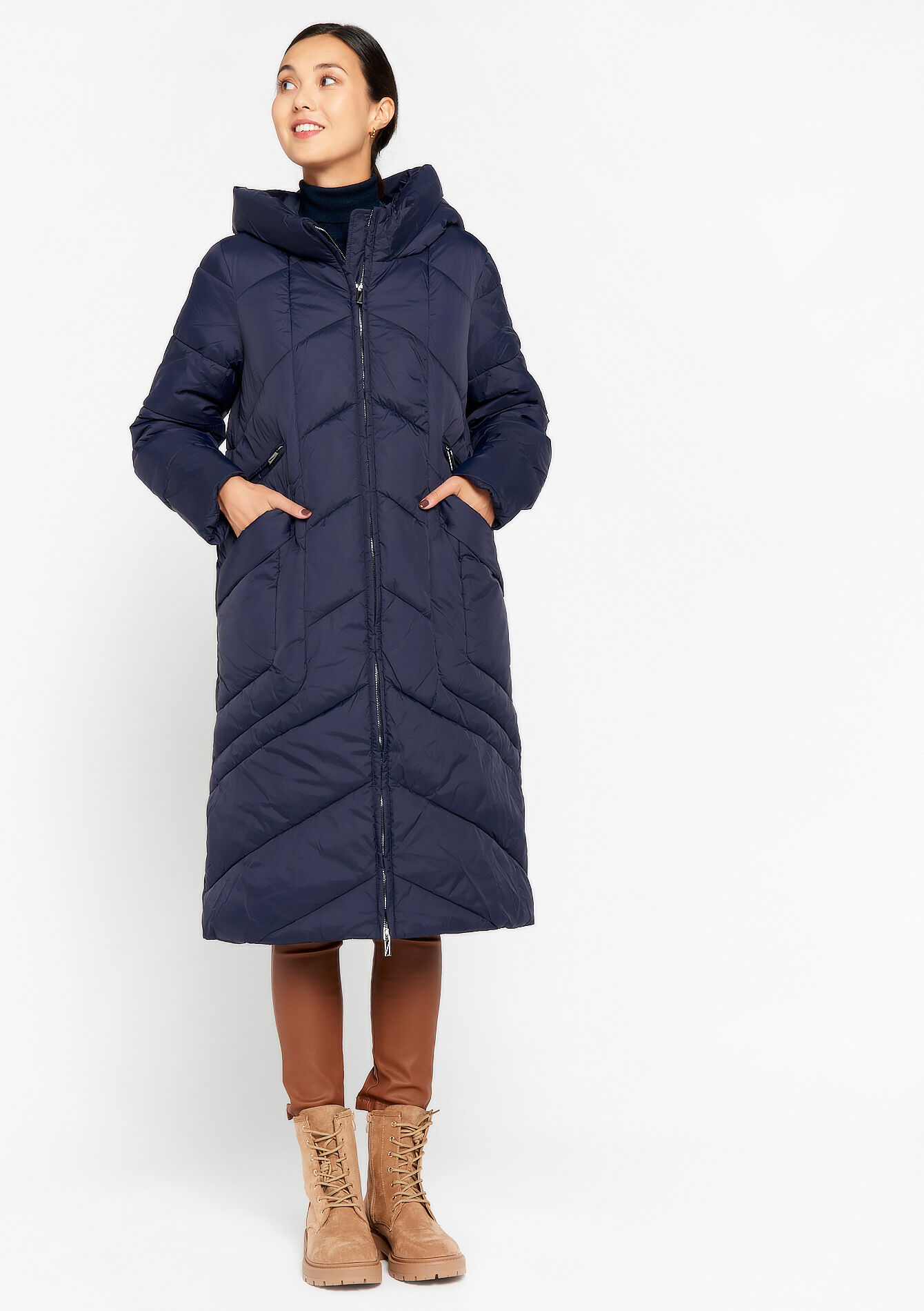 Long quilted jacket - NAVY BASIC - 23000590_2723