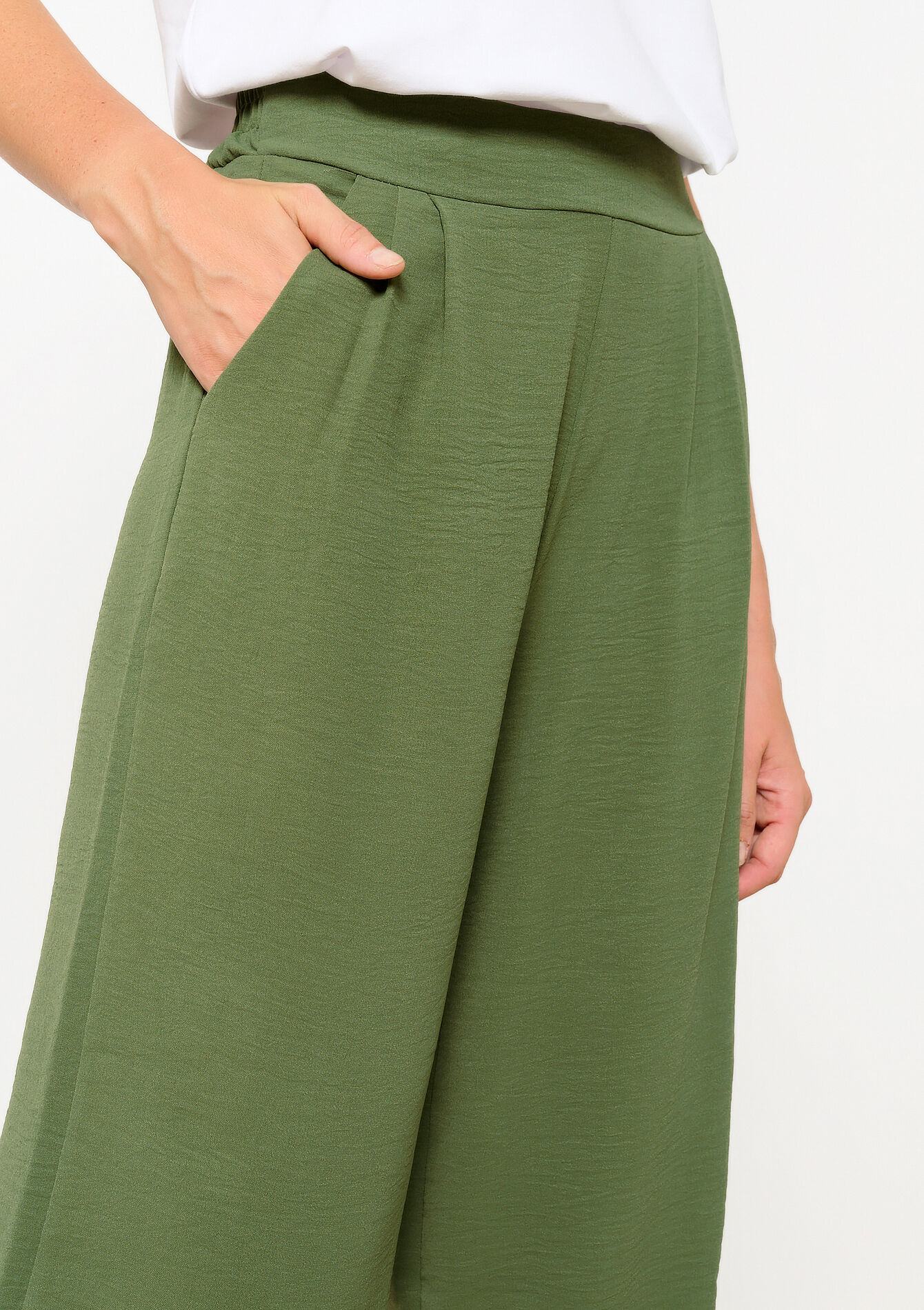 Wijde broek, Wijde broek - KHAKI MED - 06600891_4327