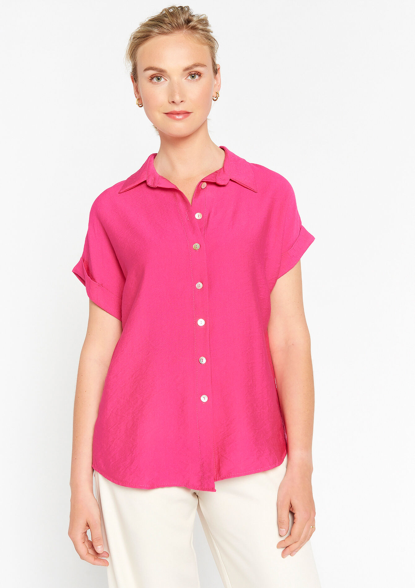 Shirt with short sleeves, Shirt with short sleeves - PINK FUSHIA - 05702244_5722