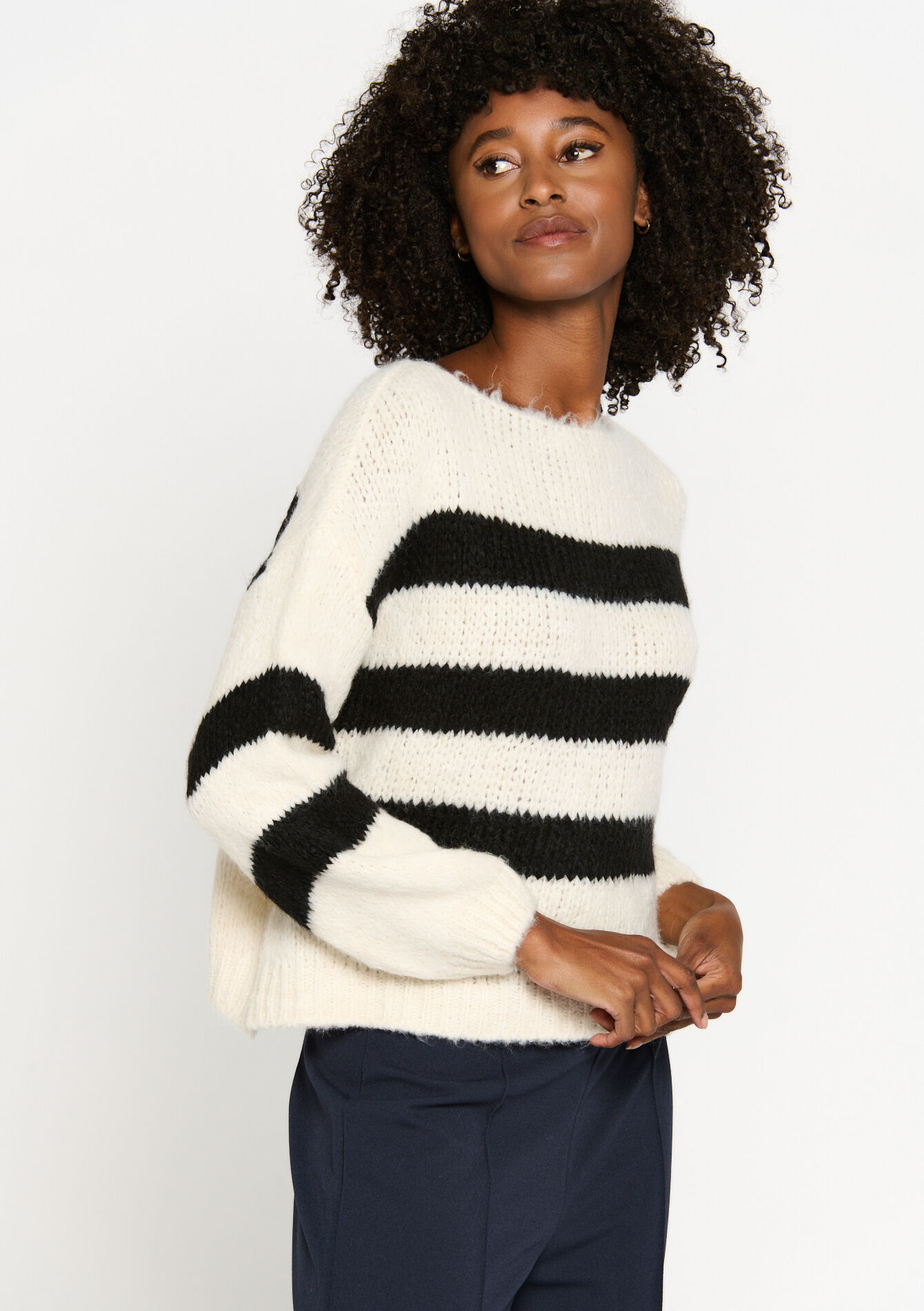 Pullover à rayures, Pullover à rayures - BLACK - 04006305_1119