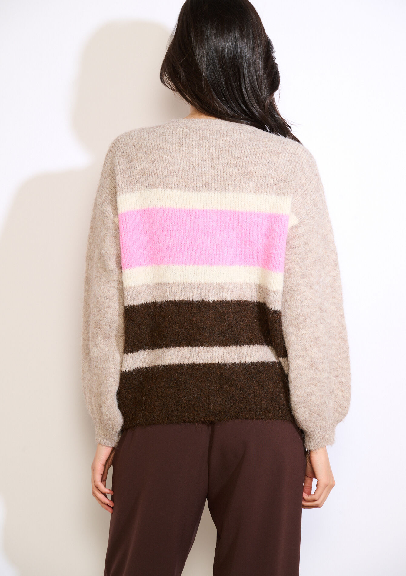 Gestreepte zachte vest, Gestreepte zachte vest - LIGHT TAUPE - 04101376_2572