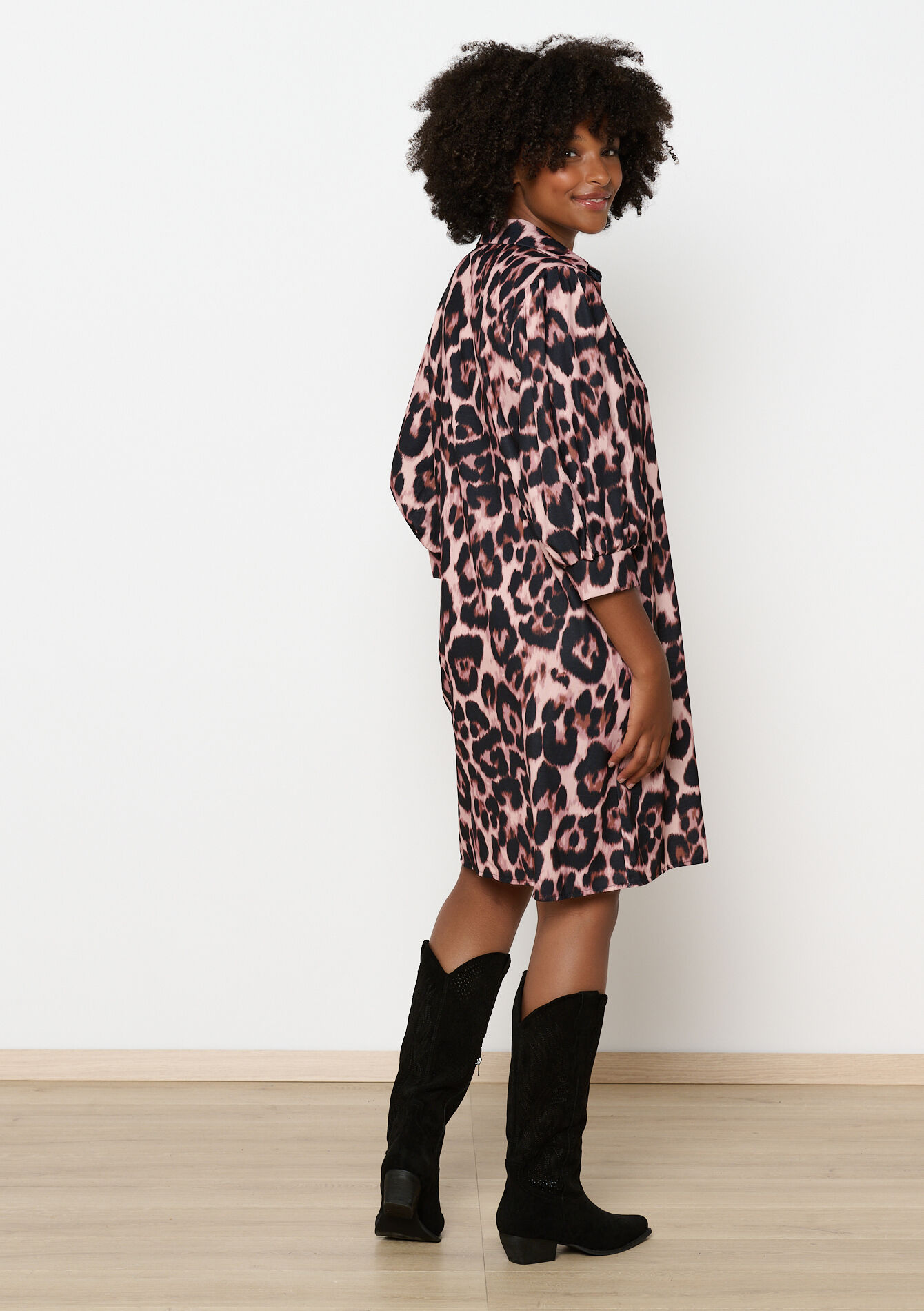 Robe-chemise à imprimé léopard, Robe-chemise à imprimé léopard - CAMEL CINNAMON - 08103827_3835