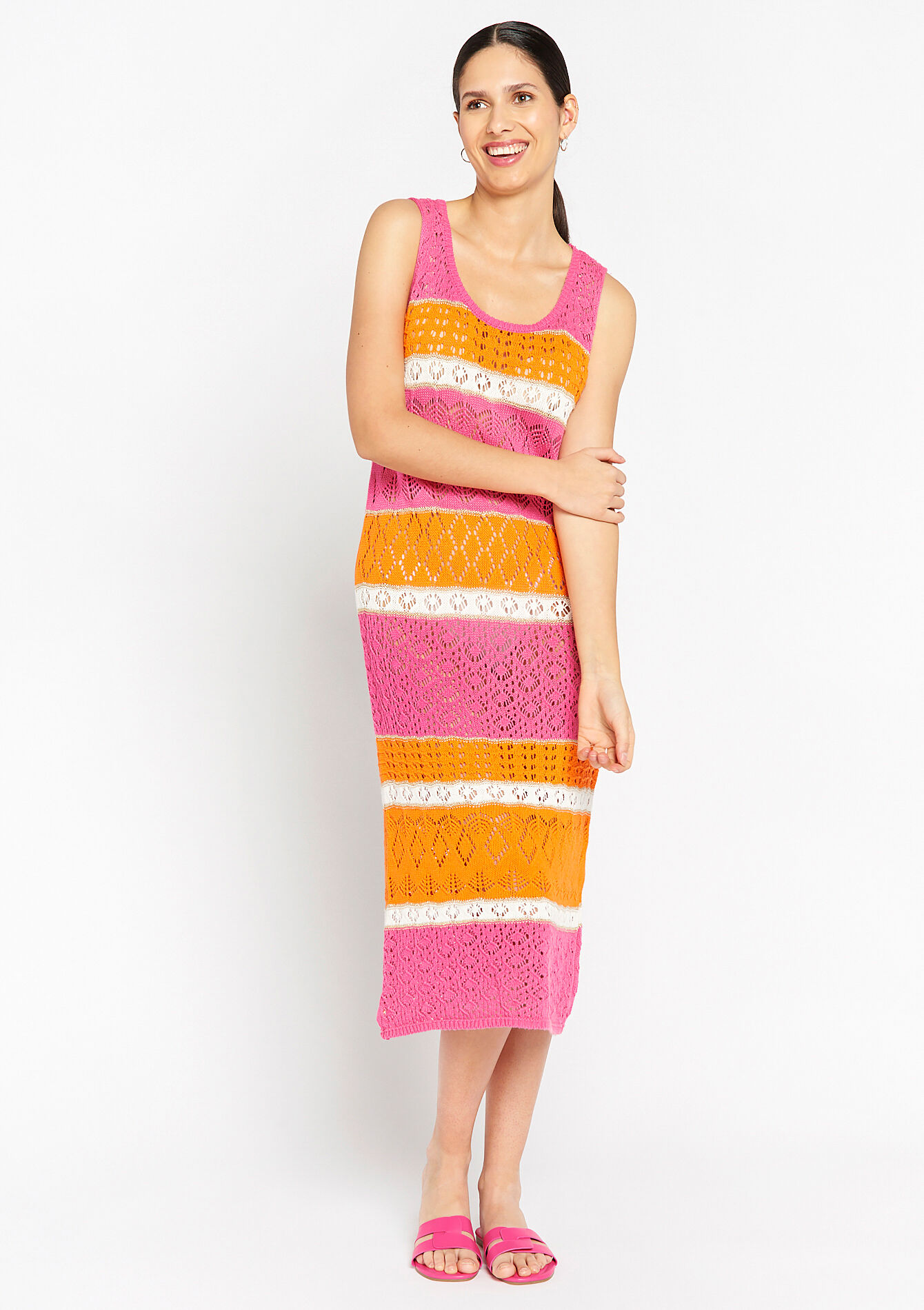 Gestreepte jurk, Gestreepte jurk - FUCHSIA - 08103283_5626