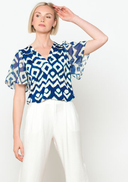 Blouse with butterfly sleeves - NAVY BASIC - 02301587_2723