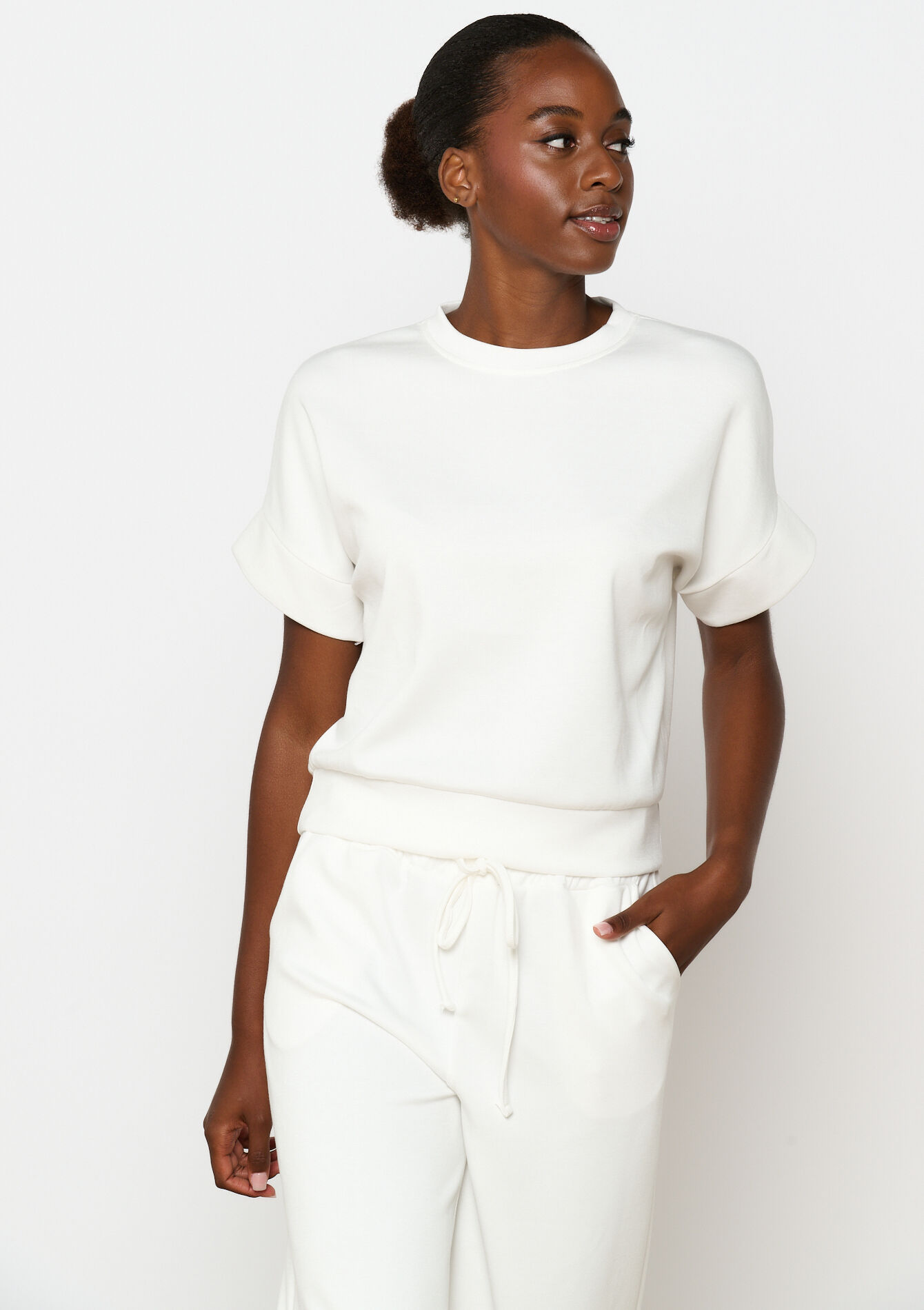 T-shirt in sweatstof, T-shirt in sweatstof - OFFWHITE - 15100292_1001