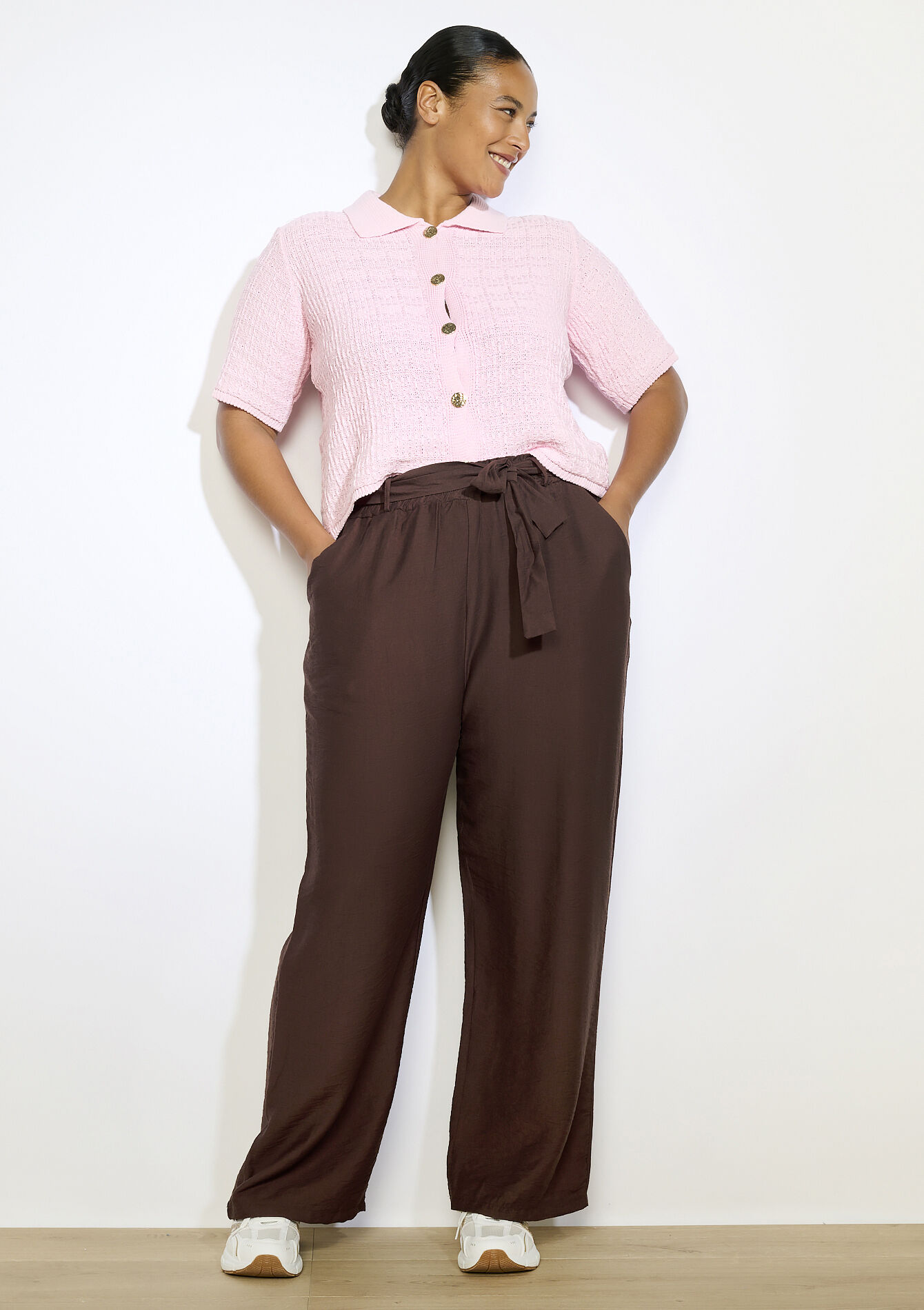 Pantalon ample élégant - BROWN DARK CHOCOLATE - 06601027_3720