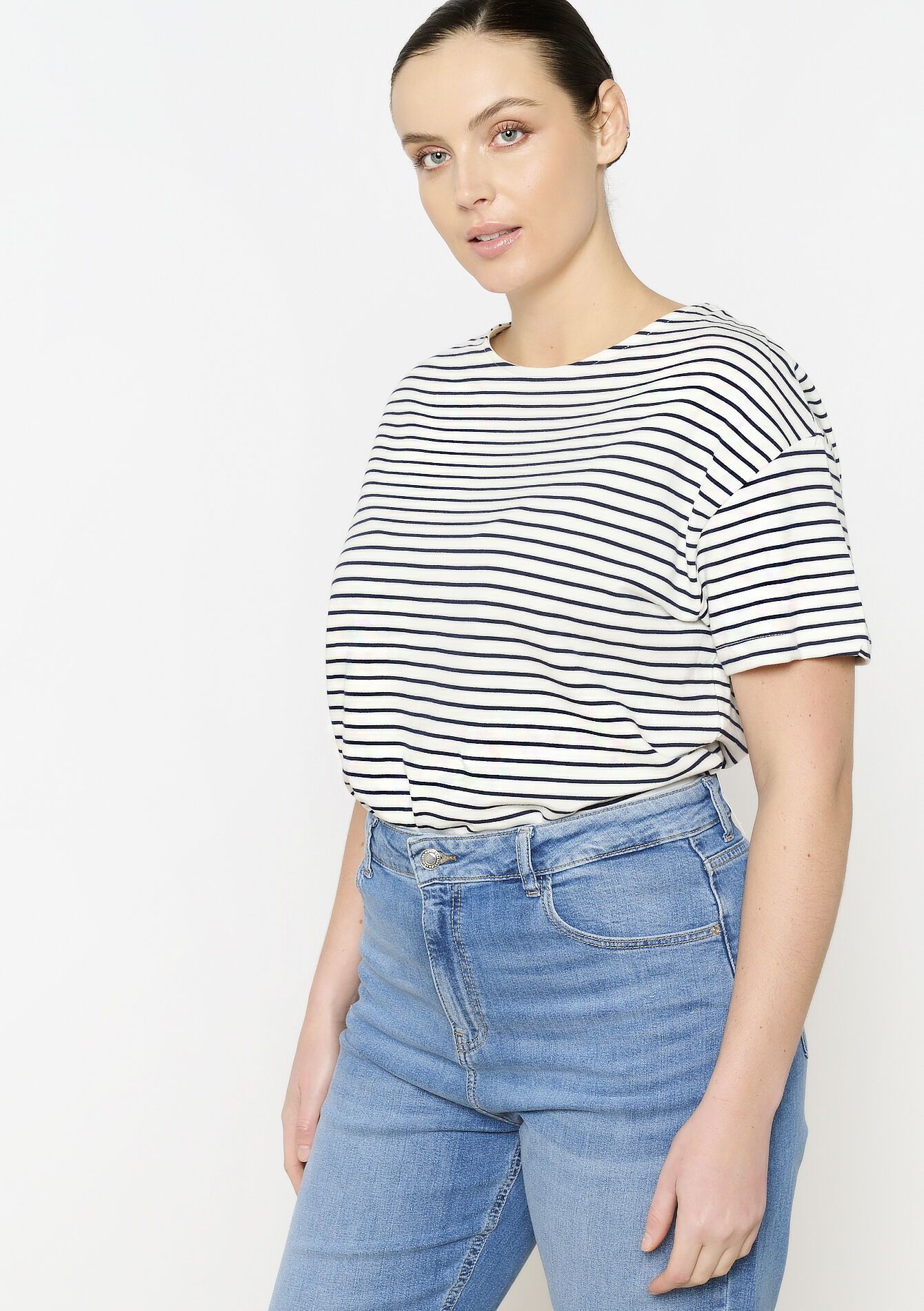 T-shirt à rayures à manches courtes, T-shirt à rayures à manches courtes - OFFWHITE - 02301632_1001