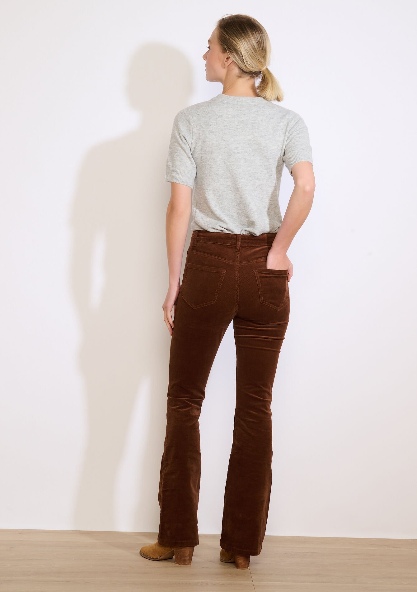 Pantalon bootcut en velours côtelé, Pantalon bootcut en velours côtelé - CAMEL GINGER - 06004609_3831