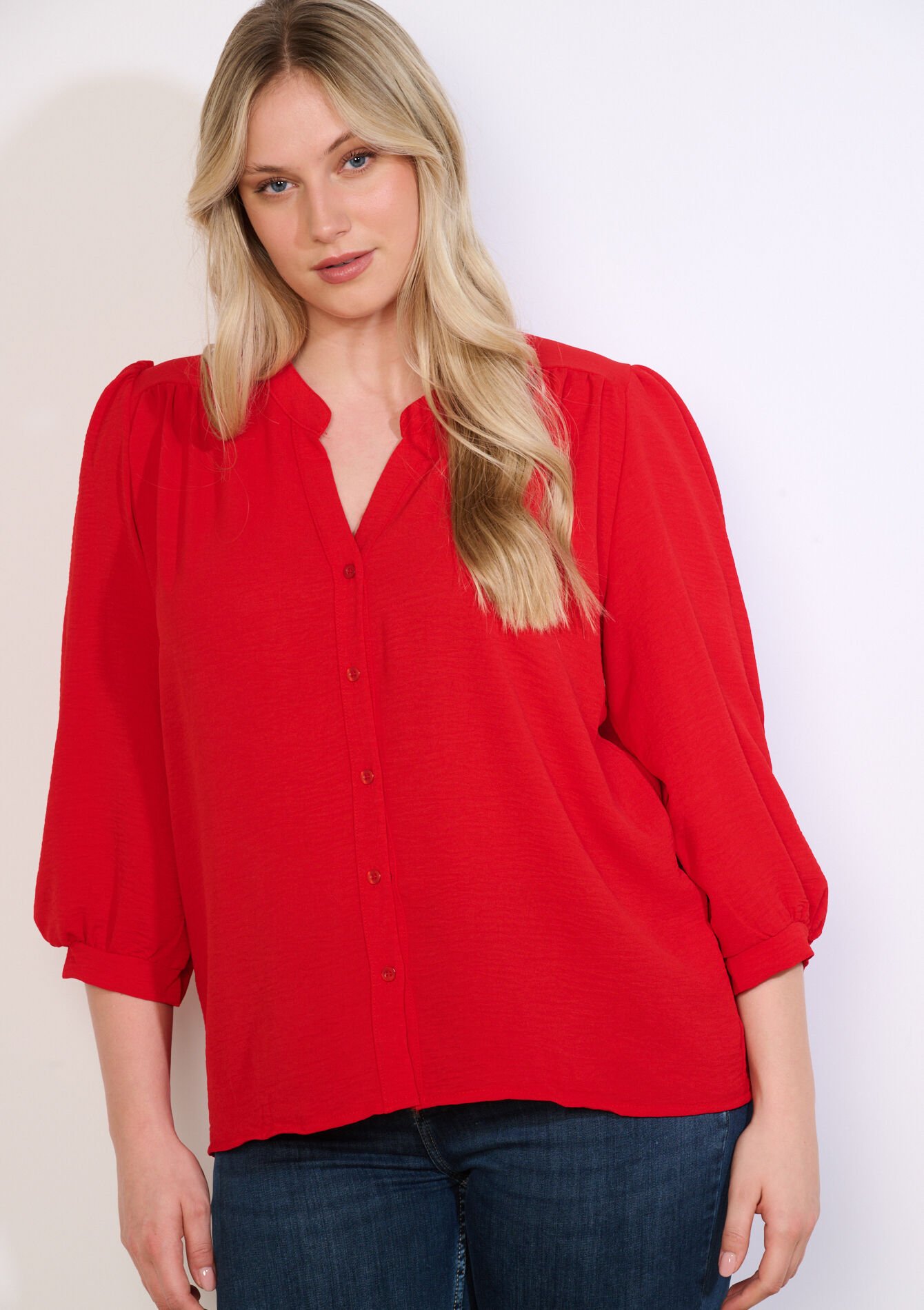 Vloeiende blouse met V-hals - RED PAPRIKA - 05703042_1293