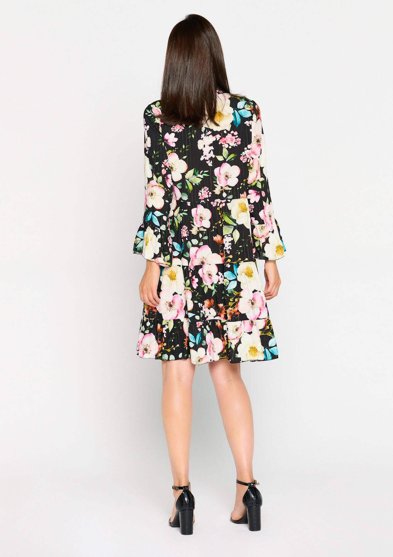 Robe à imprimé fleuri en lurex, Robe à imprimé fleuri en lurex - BLACK - 08102978_1119