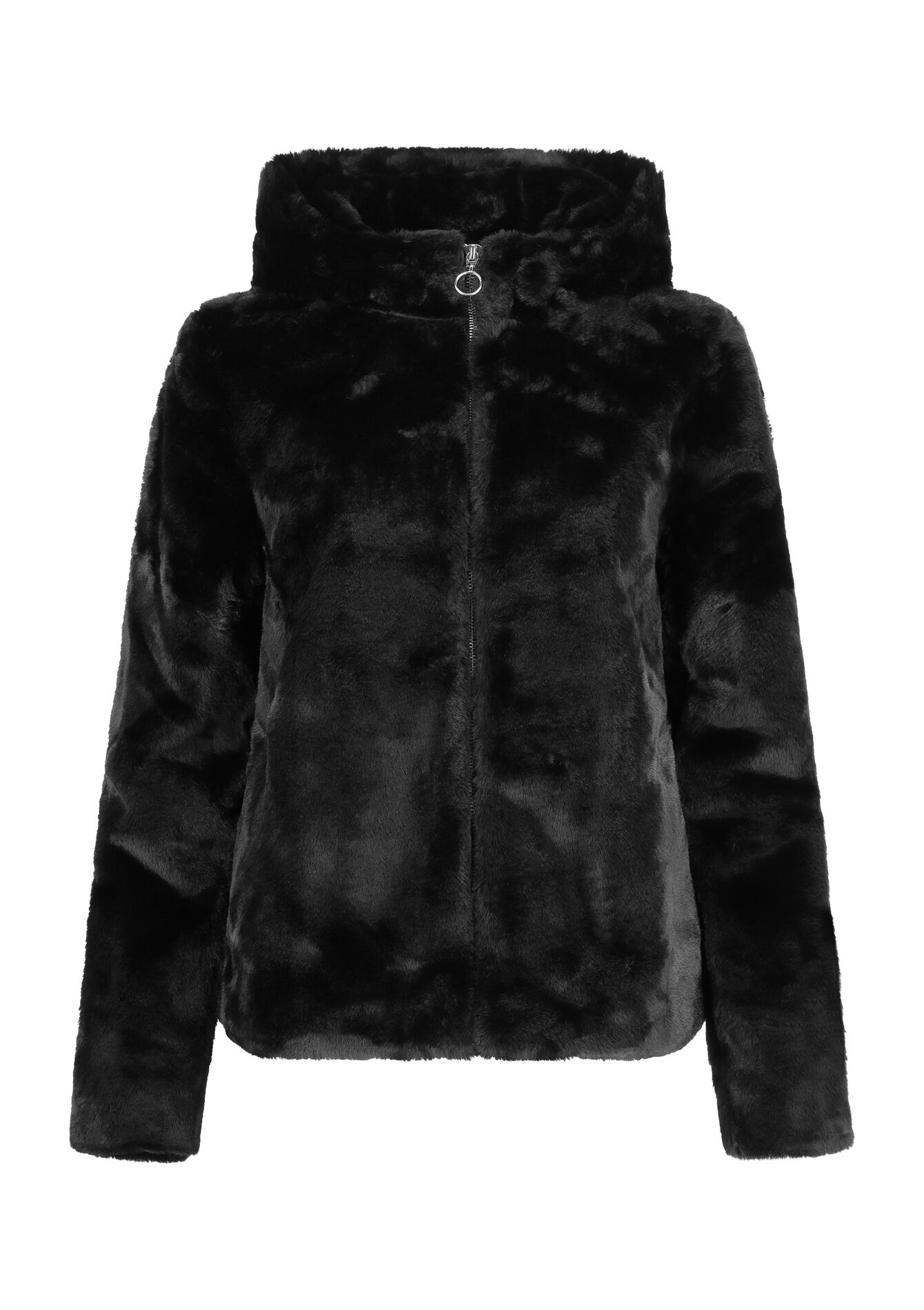Veste en fausse fourrure avec capuche - BLACK - 23000594_1119