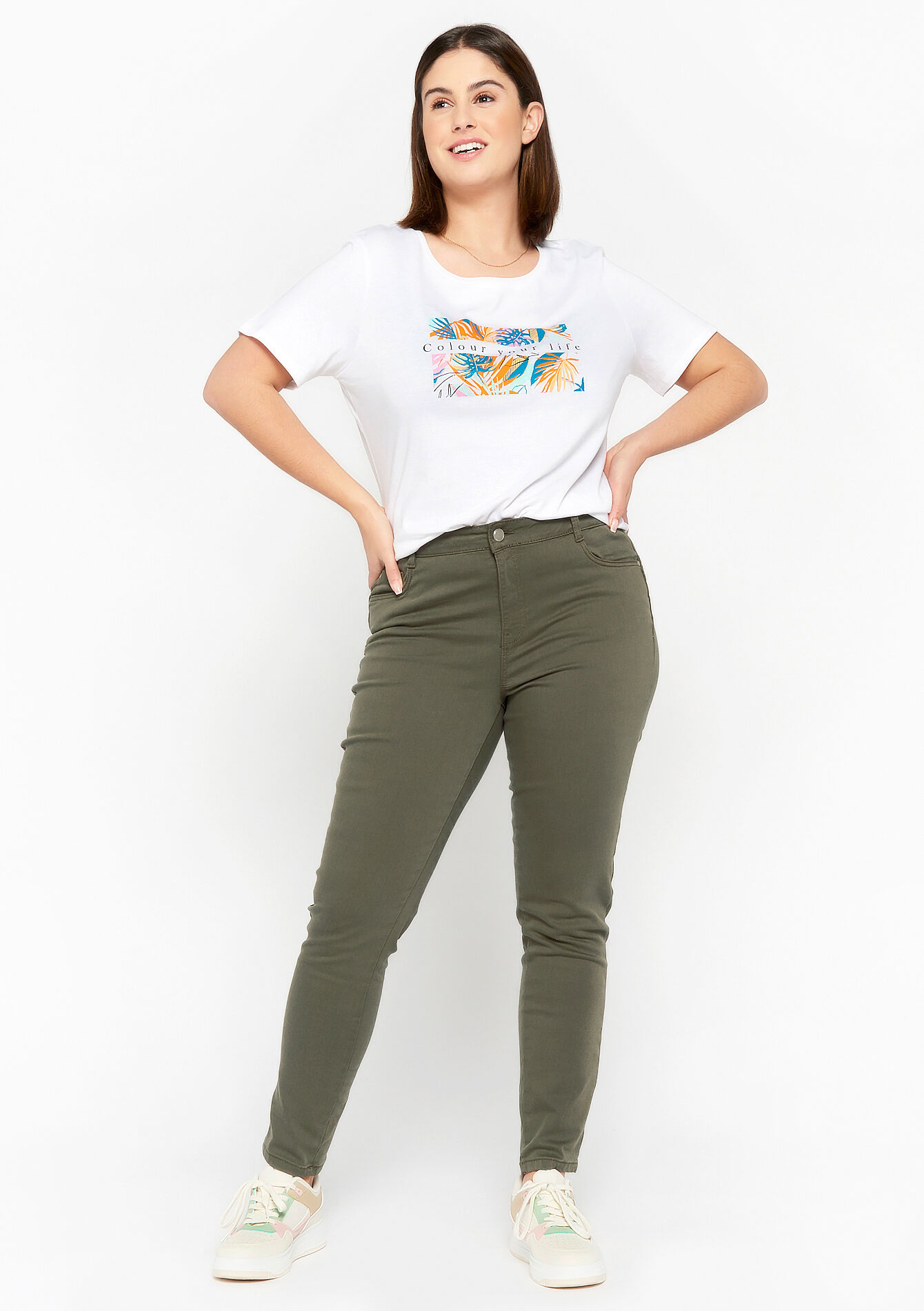 Skinny broek - KHAKI MED - 06004290_4327