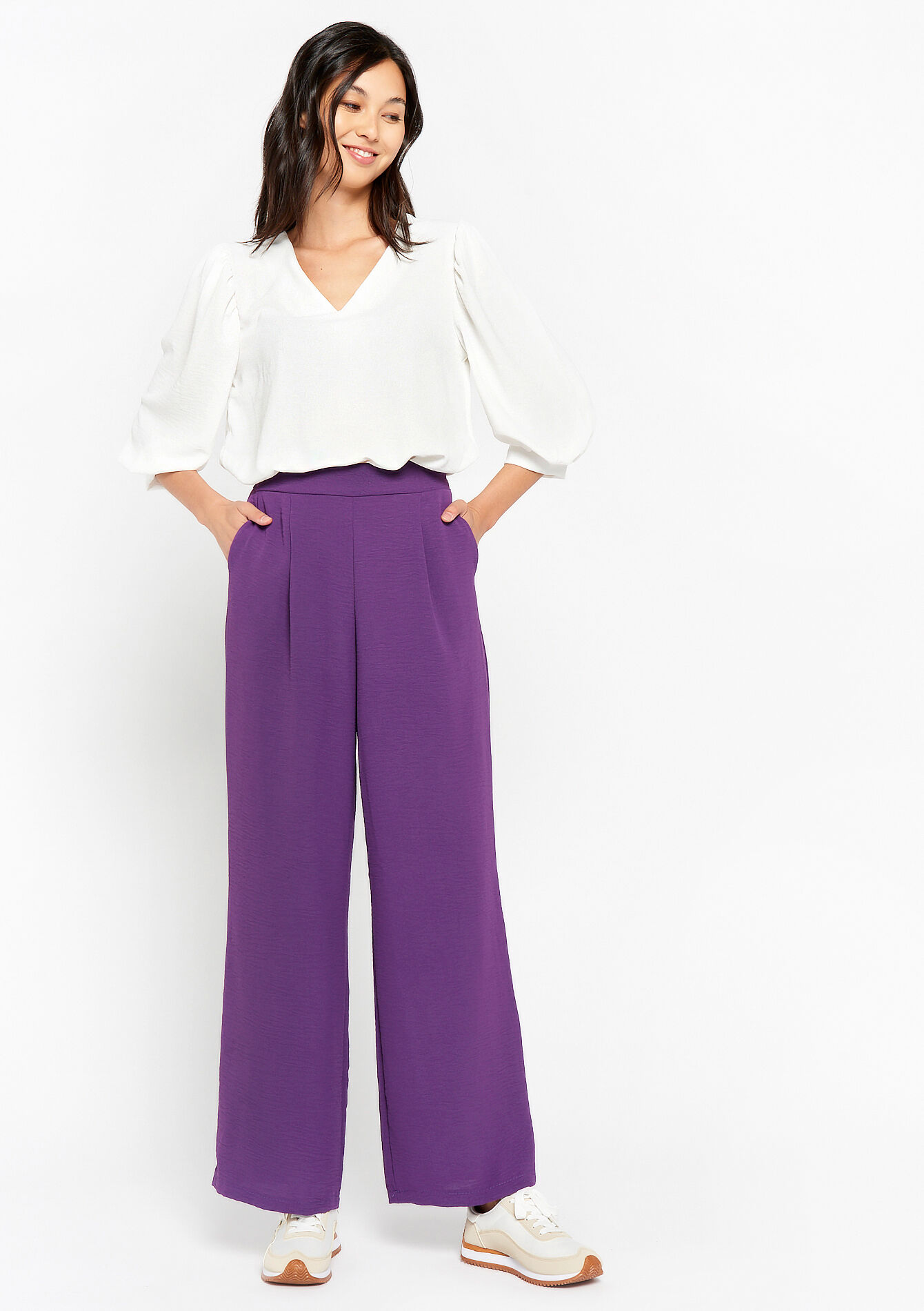 Pantalon évasé, Pantalon évasé - PURPLE - 06600773_5902