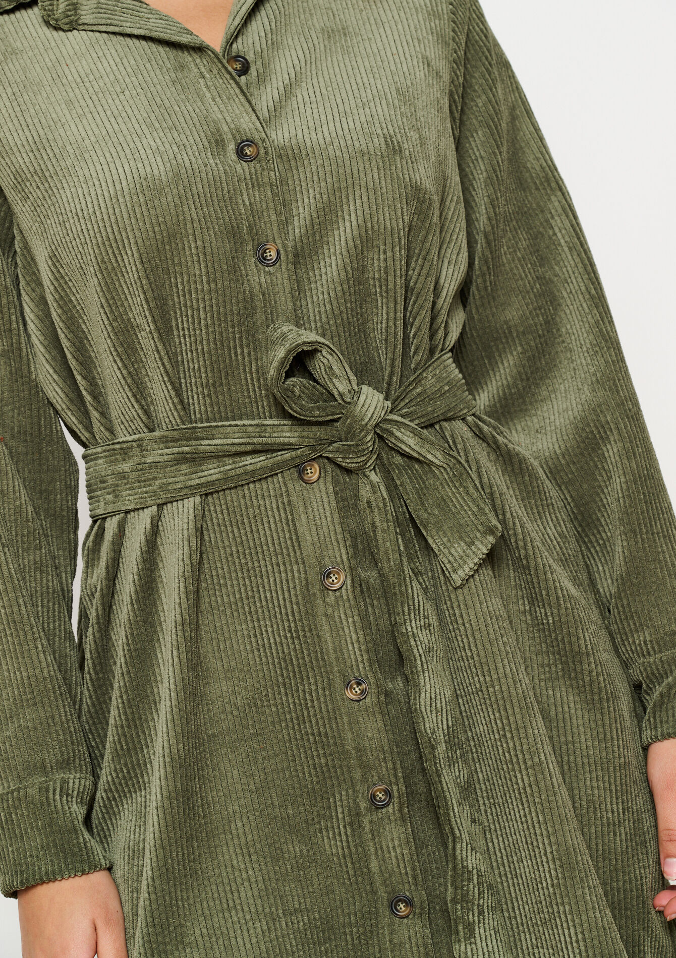 Robe-chemise en velours côtelé, Robe-chemise en velours côtelé - KHAKI FADED - 08103901_4326