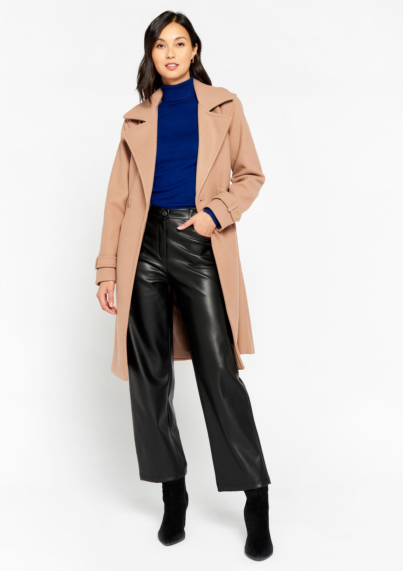 Veste classique avec ceinture - CAMEL - 1071023