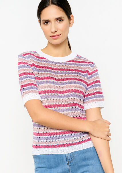 Crochet pullover with lurex - FUCHSIA - 04006584_5626