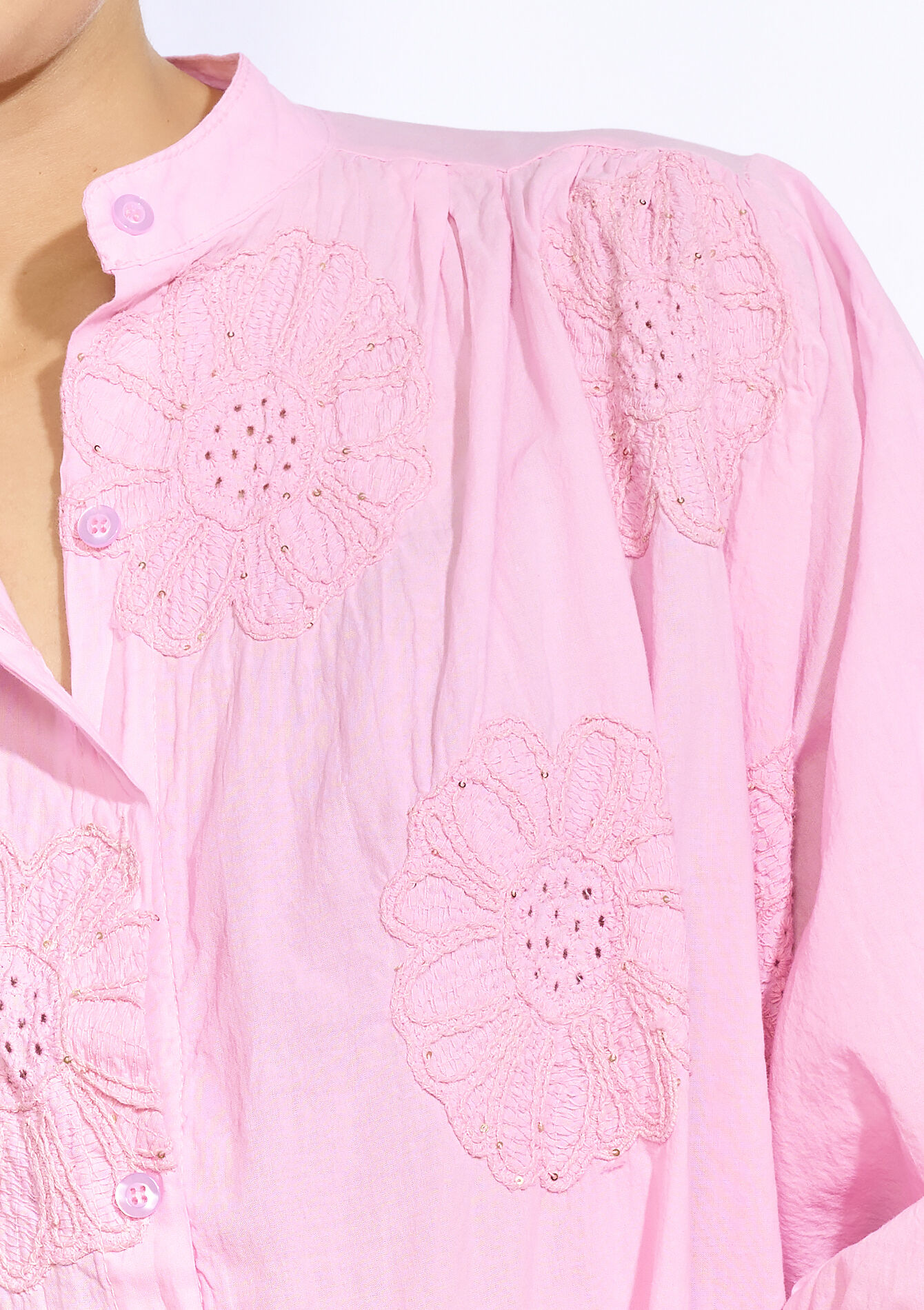 Blouse met broderie anglaise, Blouse met broderie anglaise - LIGHT PINK - 05702886_1303