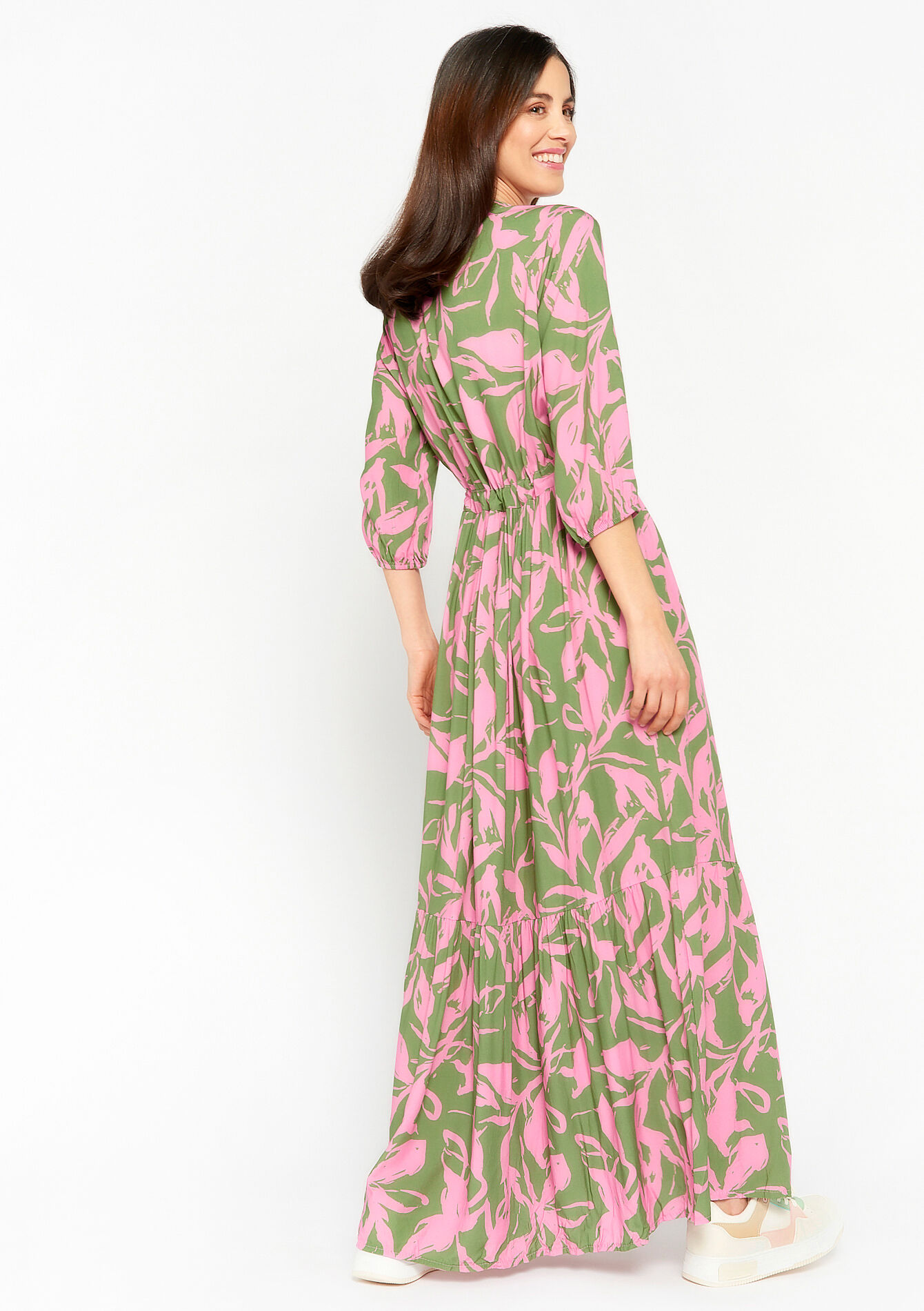 Robe longue à imprimé fleuri, Robe longue à imprimé fleuri - KHAKI MED - 08601985_4327