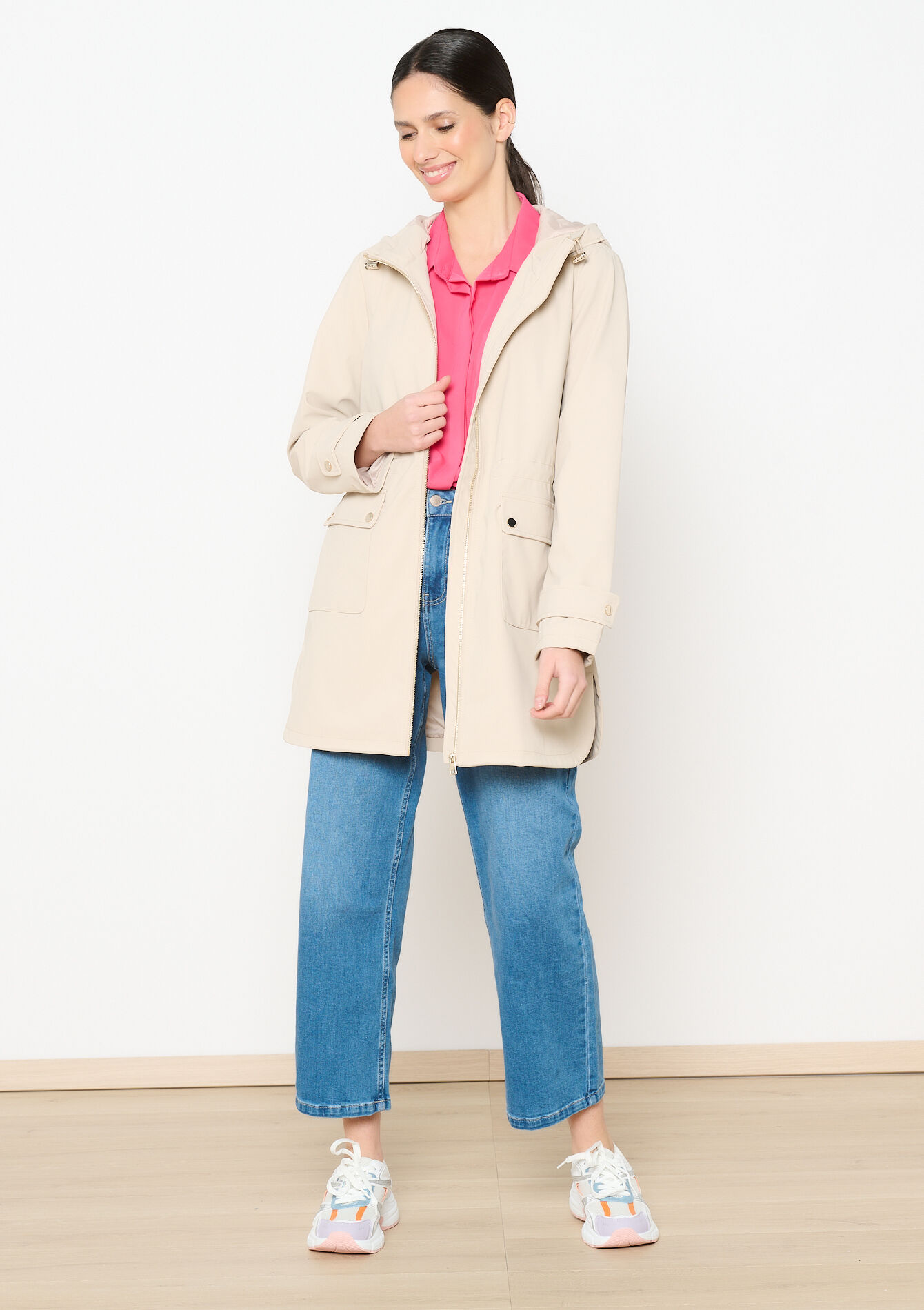 Lange gecoate parka, Lange gecoate parka - LT BEIGE - 23000724_2527