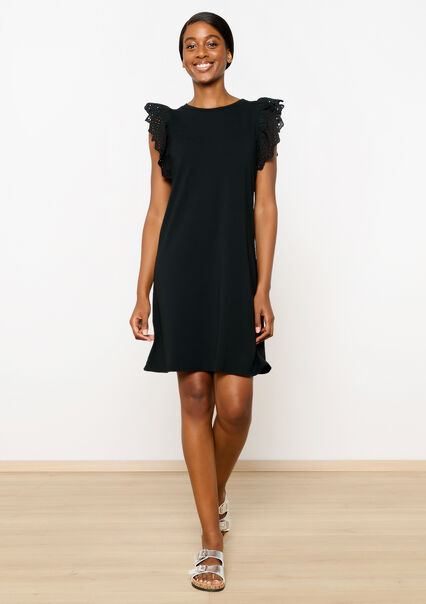 T-shirt dress in broderie anglaise - BLACK - 08103693_1119