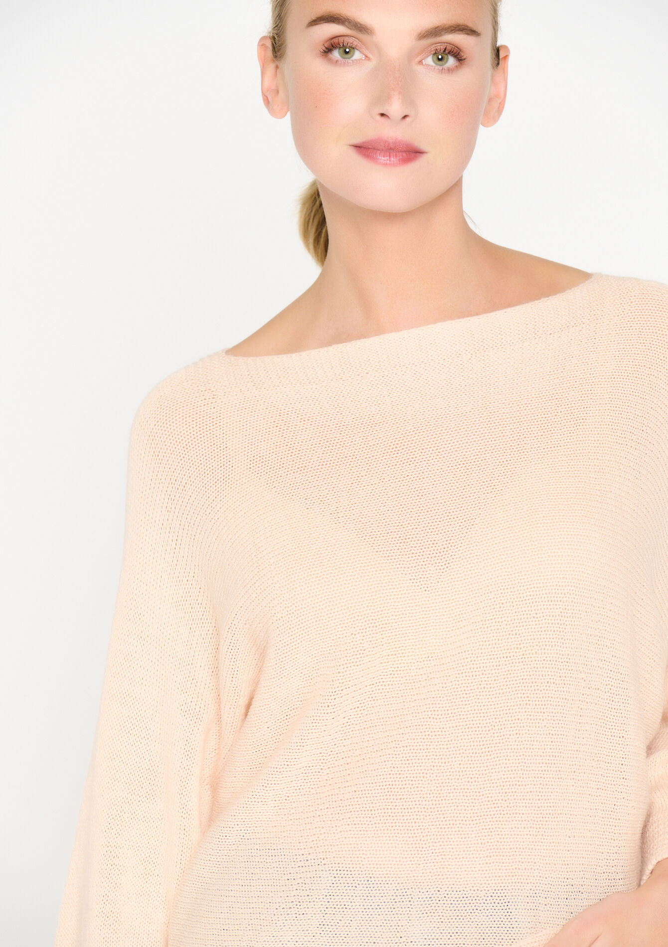 Pullover with batwing sleeves - NUDE PINK - 04006057_1301