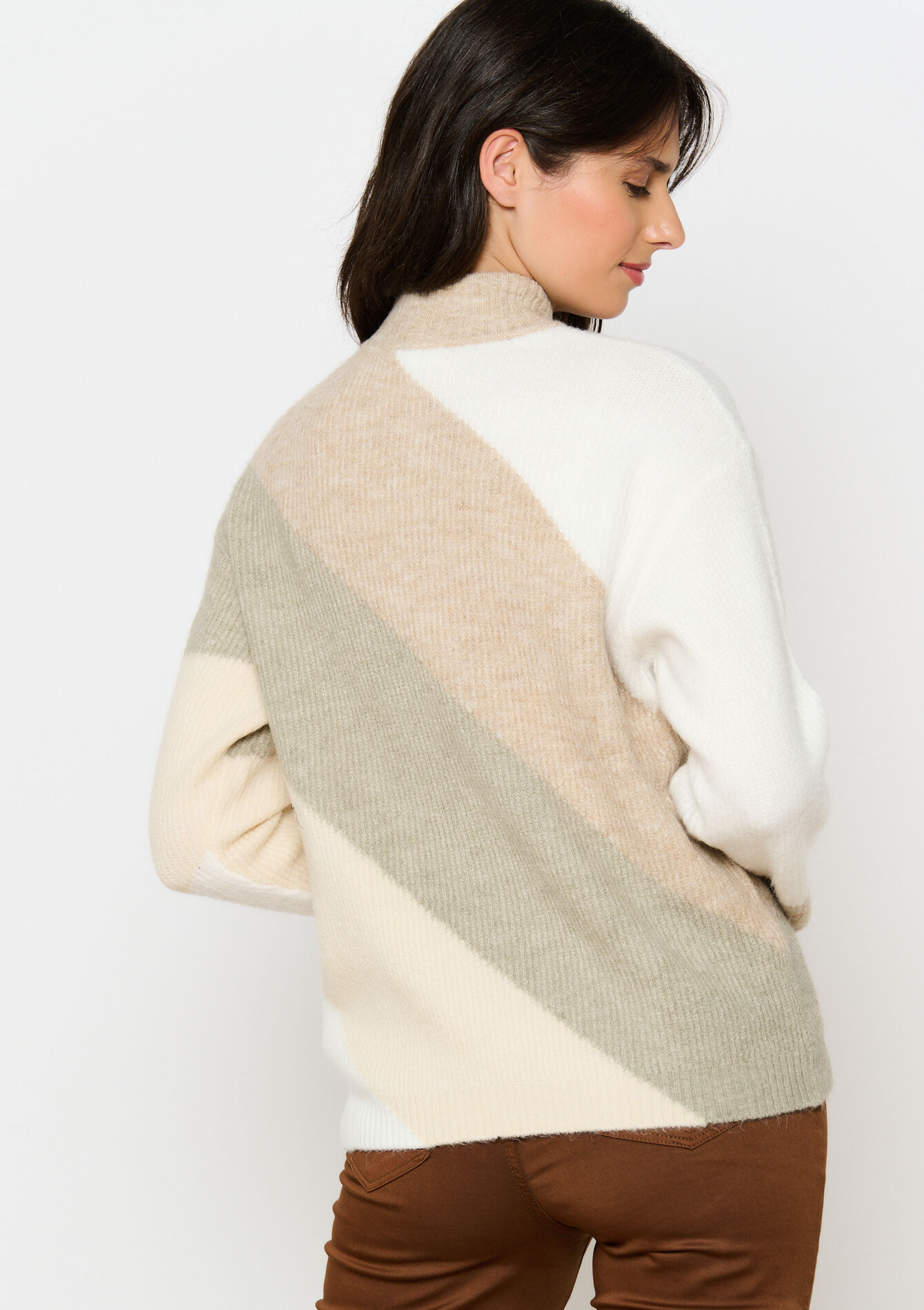 Pullover with colourblock, Pullover with colourblock - TAUPE - 04006529_1021