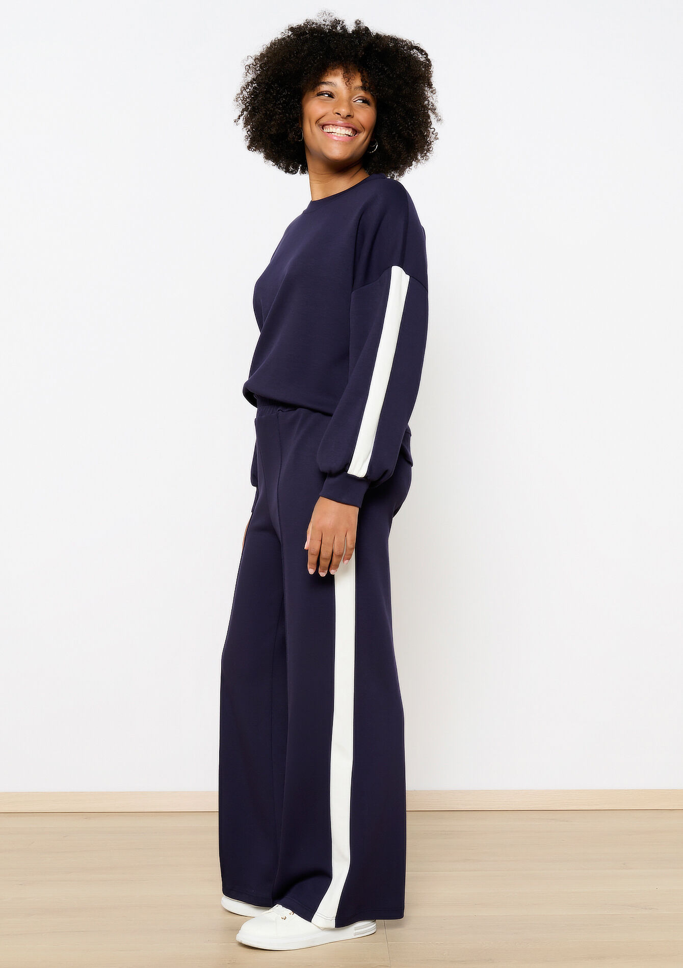 Sweatshirt met streep, Sweatshirt met streep - NAVY BASIC - 15100321_2723