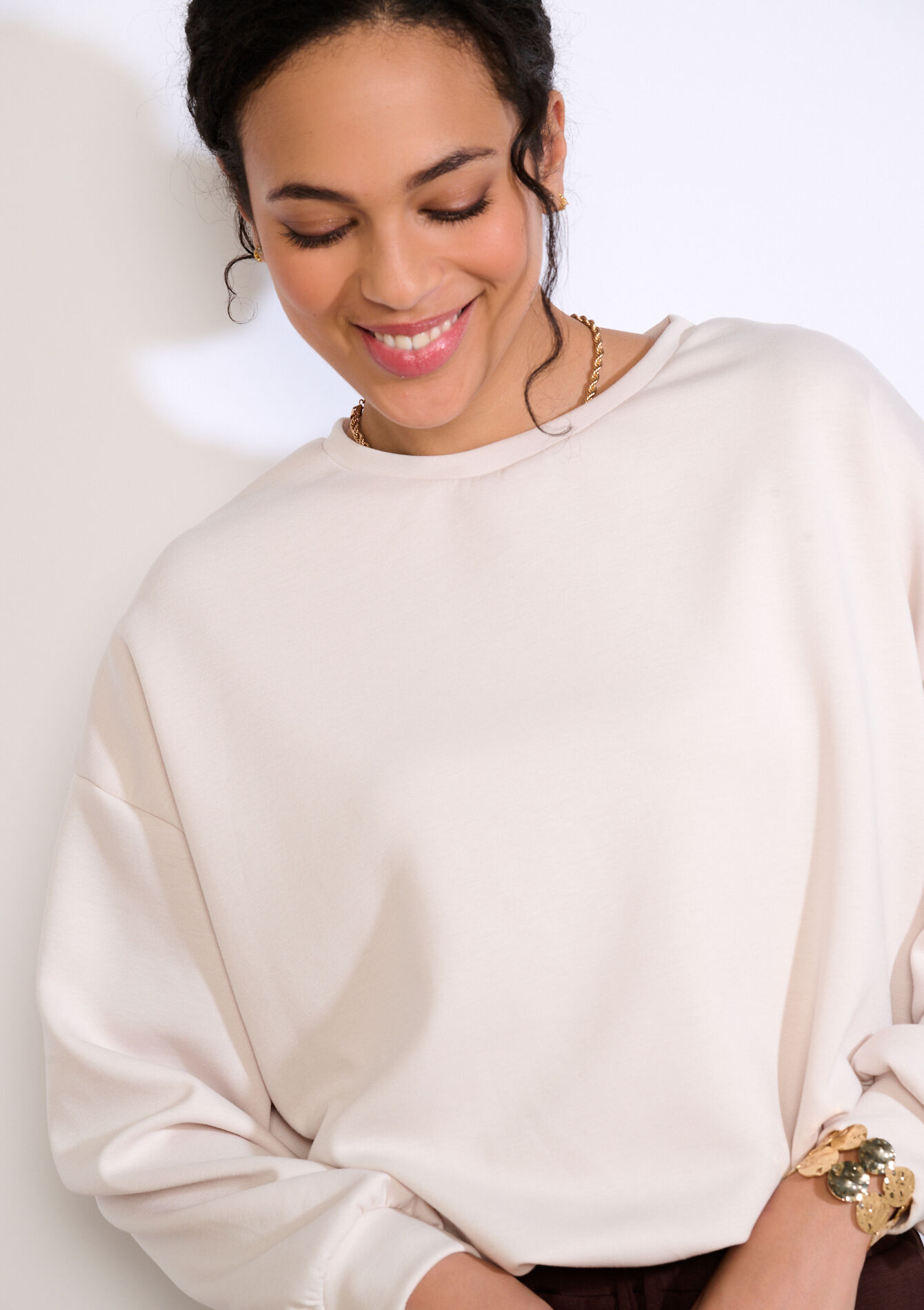 Oversized sweatshirt - LT BEIGE - 15100427_2527