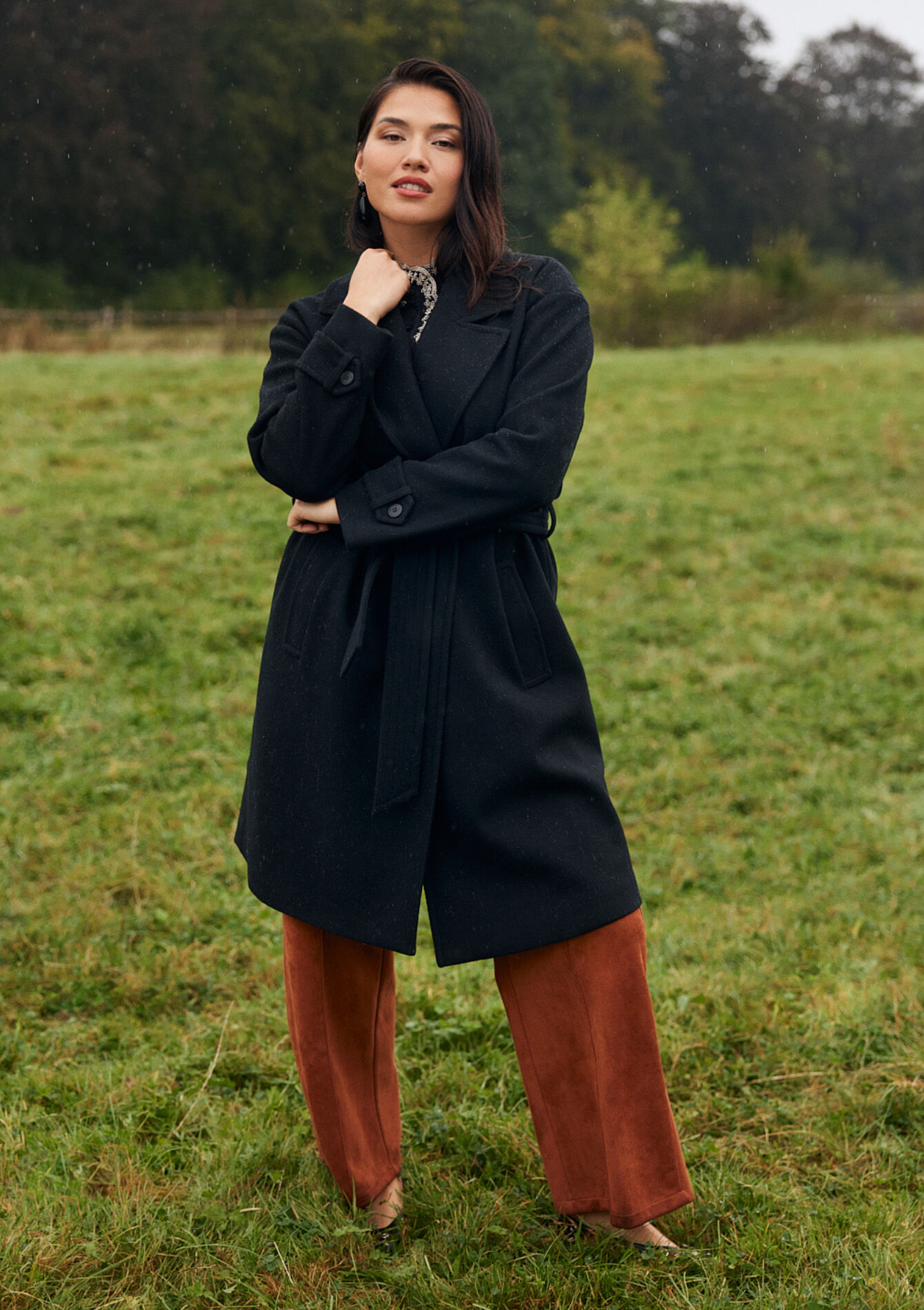 Halflange jas met riem, Halflange jas met riem - BLACK - 23000678_1119