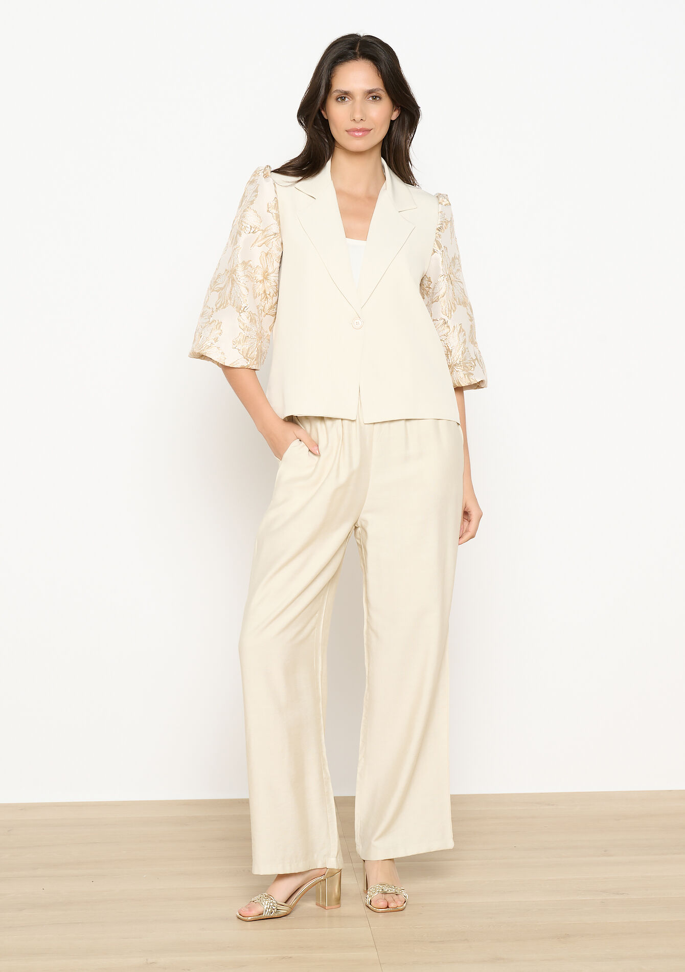 Veste manches jacquard, Veste manches jacquard - LT BEIGE - 09101062_2527