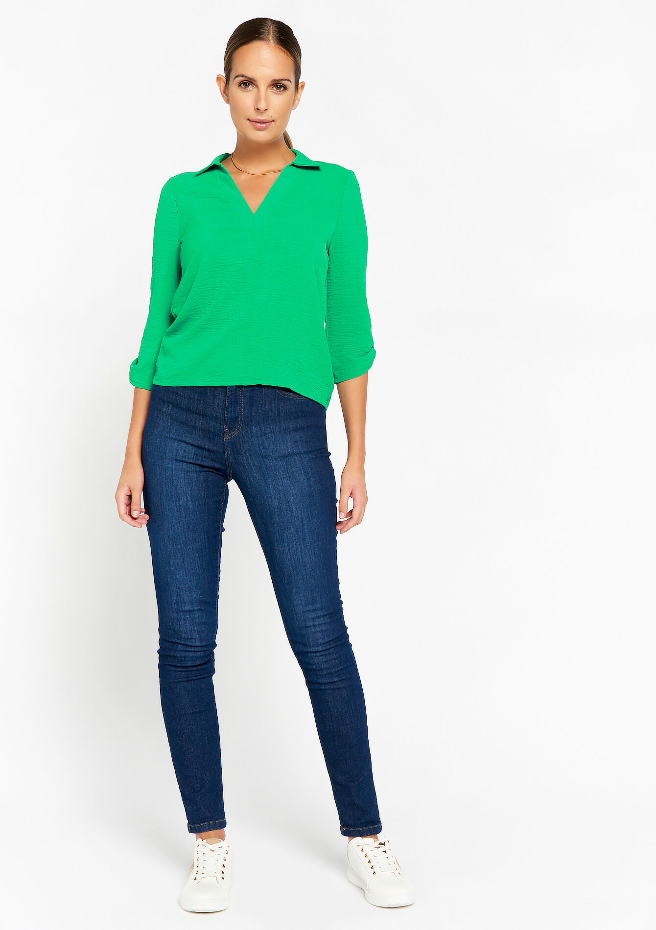 Blouse met V-hals - GREEN APPLE - 02301476_1783