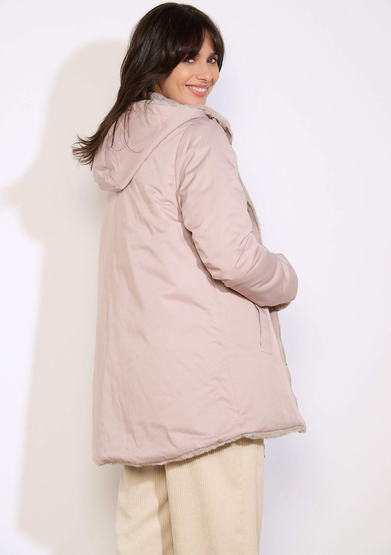 Reversible parka met capuchon, Reversible parka met capuchon - LIGHT TAUPE - 23000773_2572