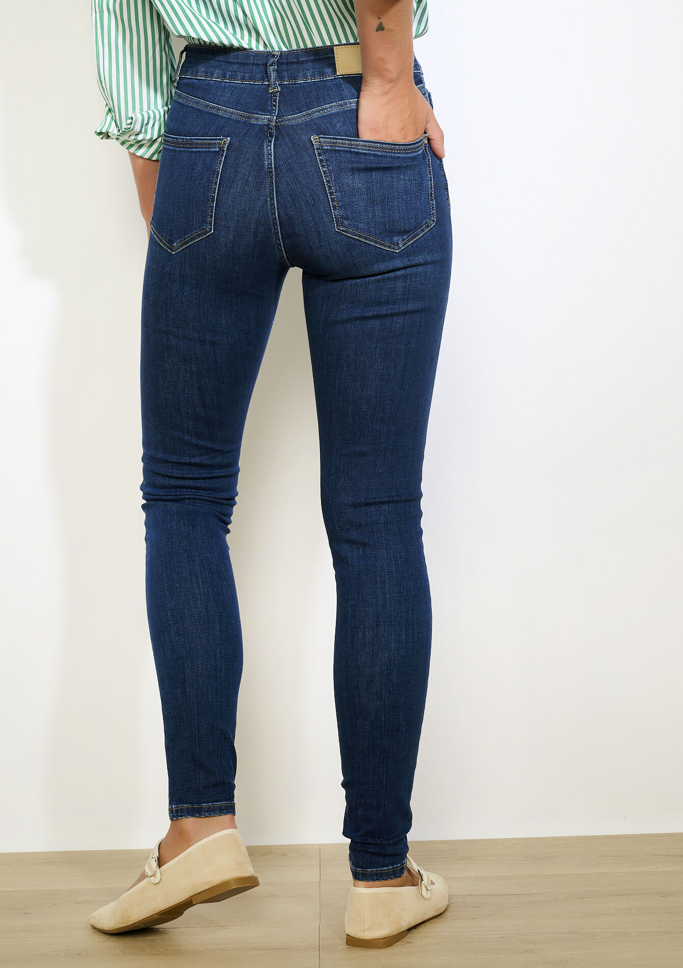 High waist skinny jeans, High waist skinny jeans - DARK BLUE - 22000596_0501