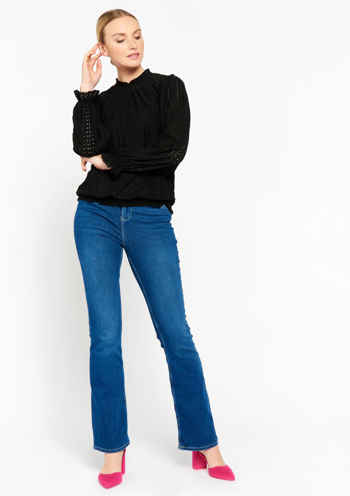 Blouse with broderie anglaise, Blouse with broderie anglaise - BLACK - 02400244_1119