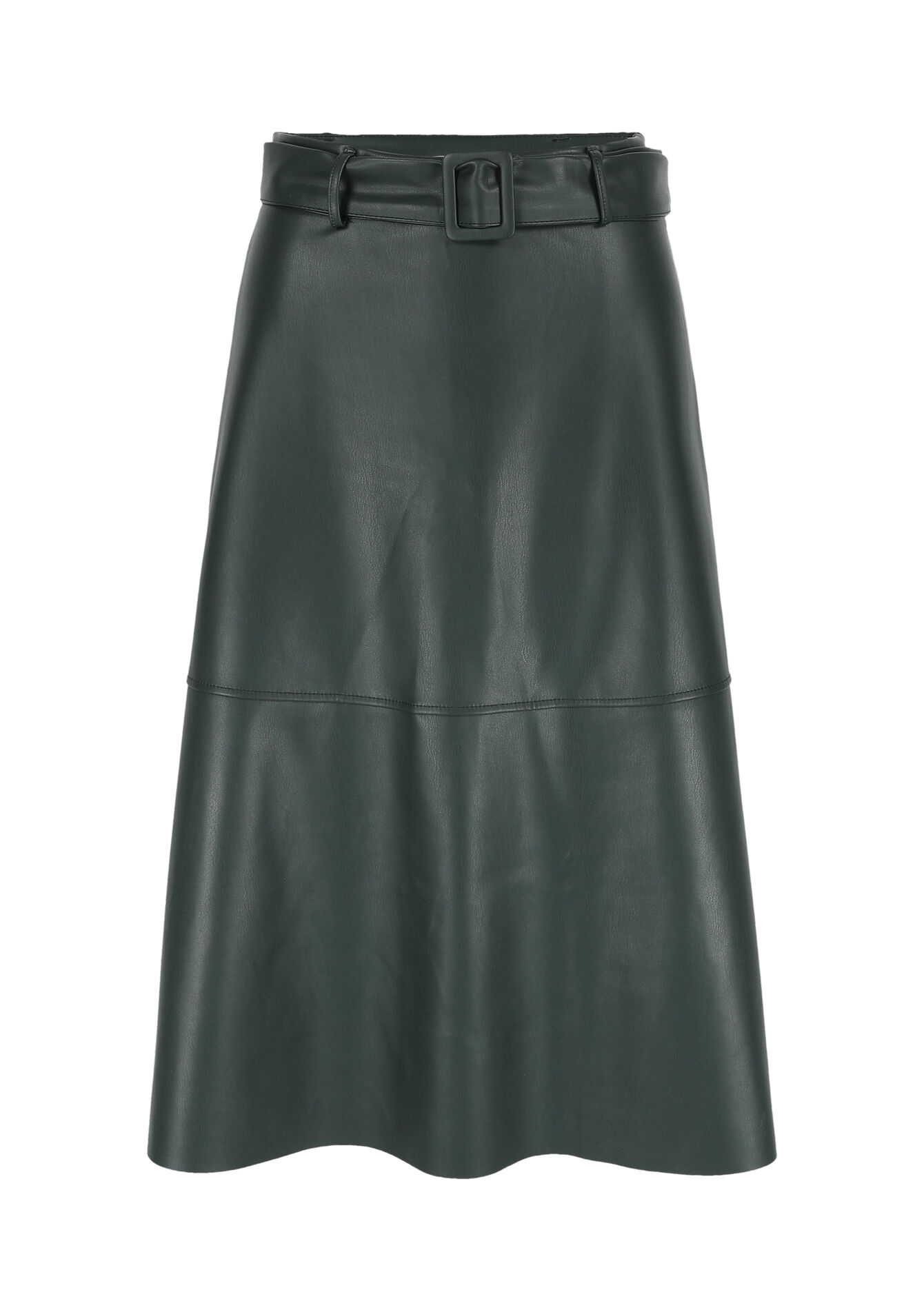 Midirok in faux leder, Midirok in faux leder - BOTTLE GREEN - 07101164_1778