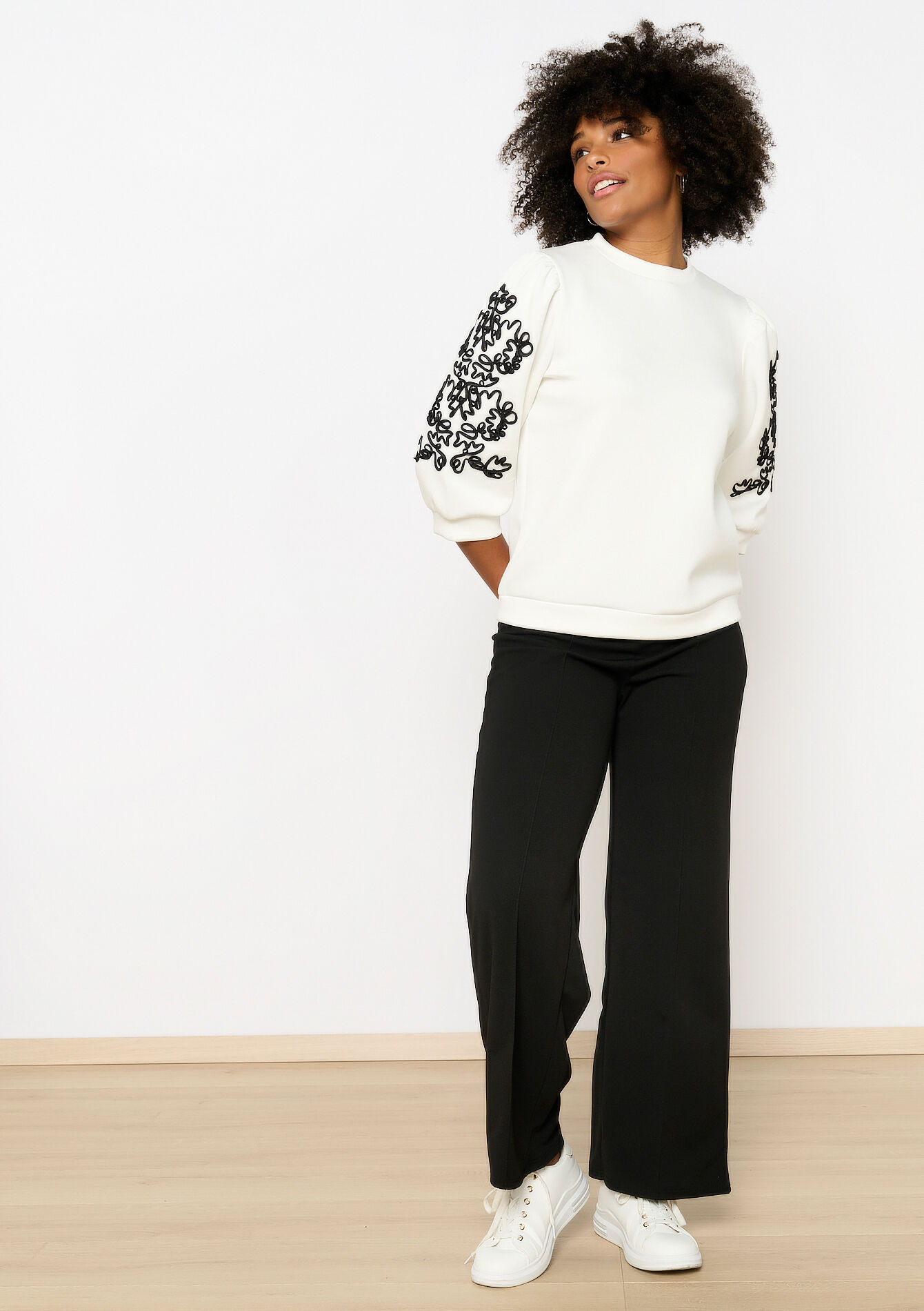 Sweatshirt met ballonmouwen, Sweatshirt met ballonmouwen - ELECTRIC BLUE - 03001761