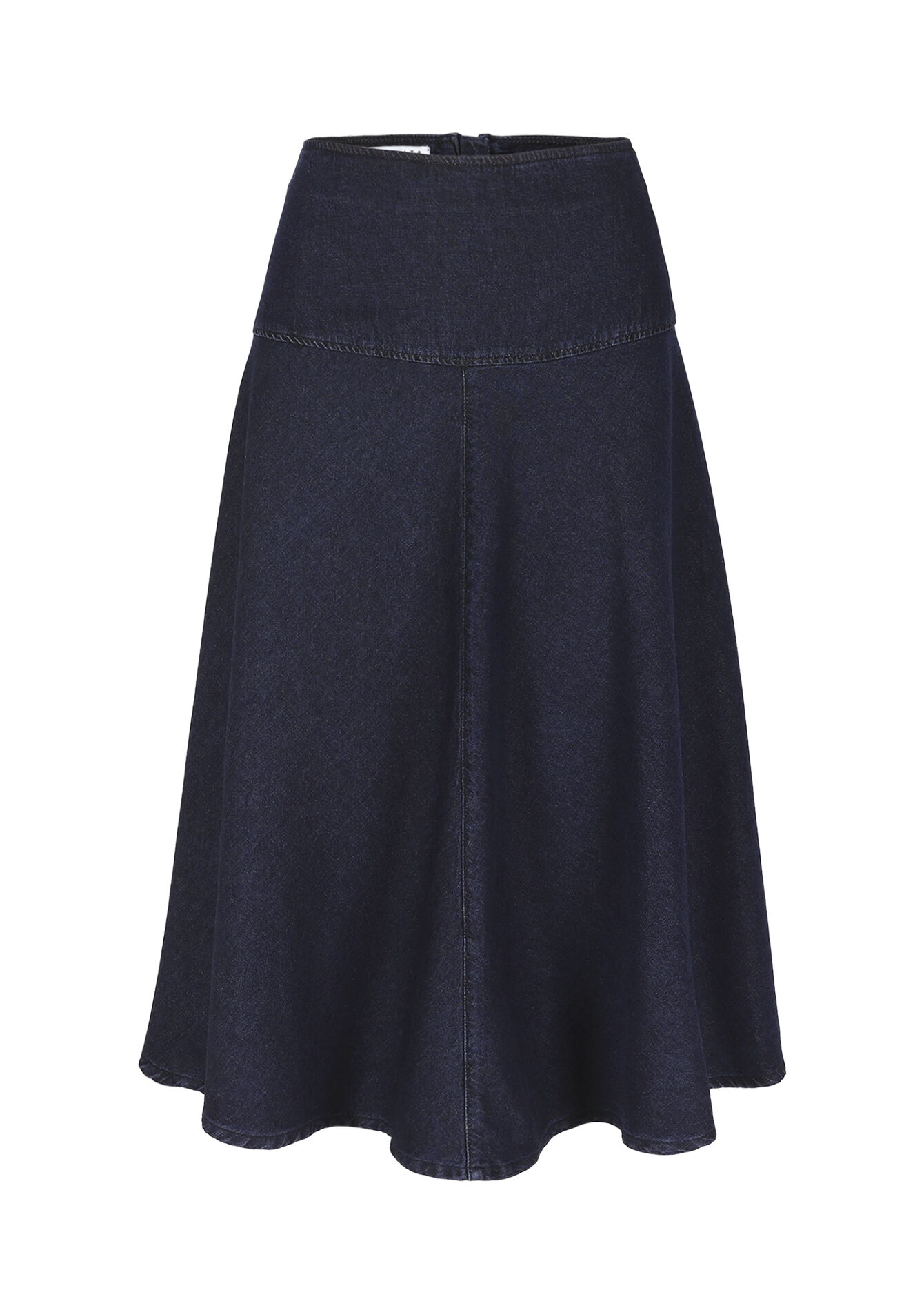 Denim midi flared skirt - DARK BLUE - 07101482_0501