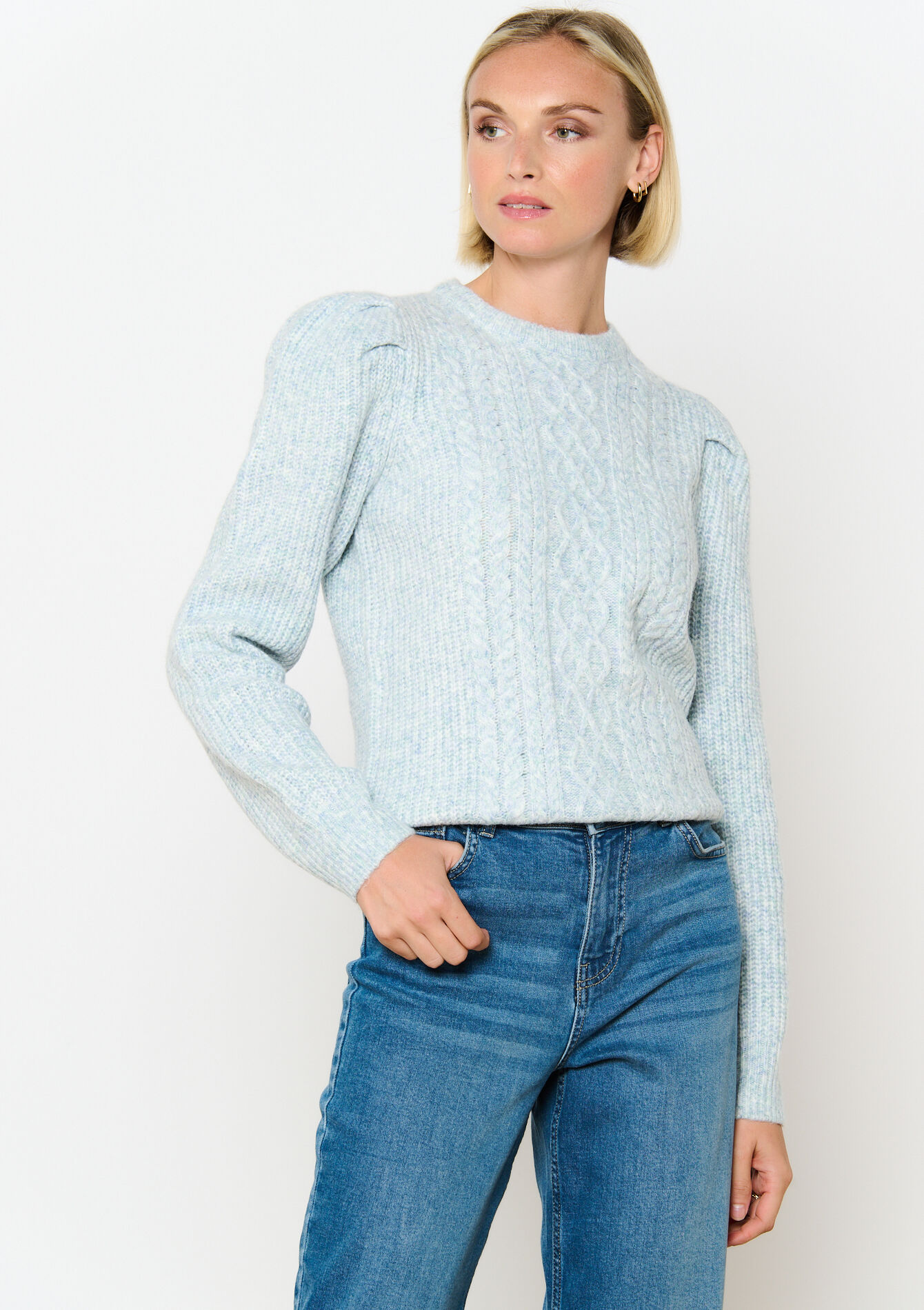 Pullover en maille torsadée avec lurex, Pullover en maille torsadée avec lurex - BLUE PASTEL - 04006542_3003