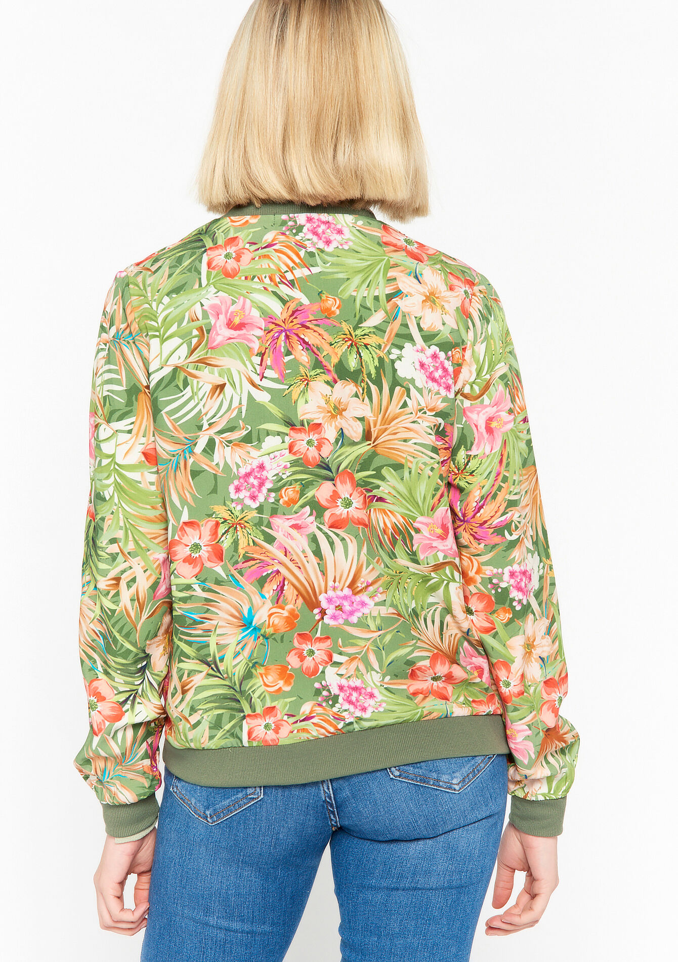 Fluïde jasje met tropische print - KHAKI MED - 09100739_4327