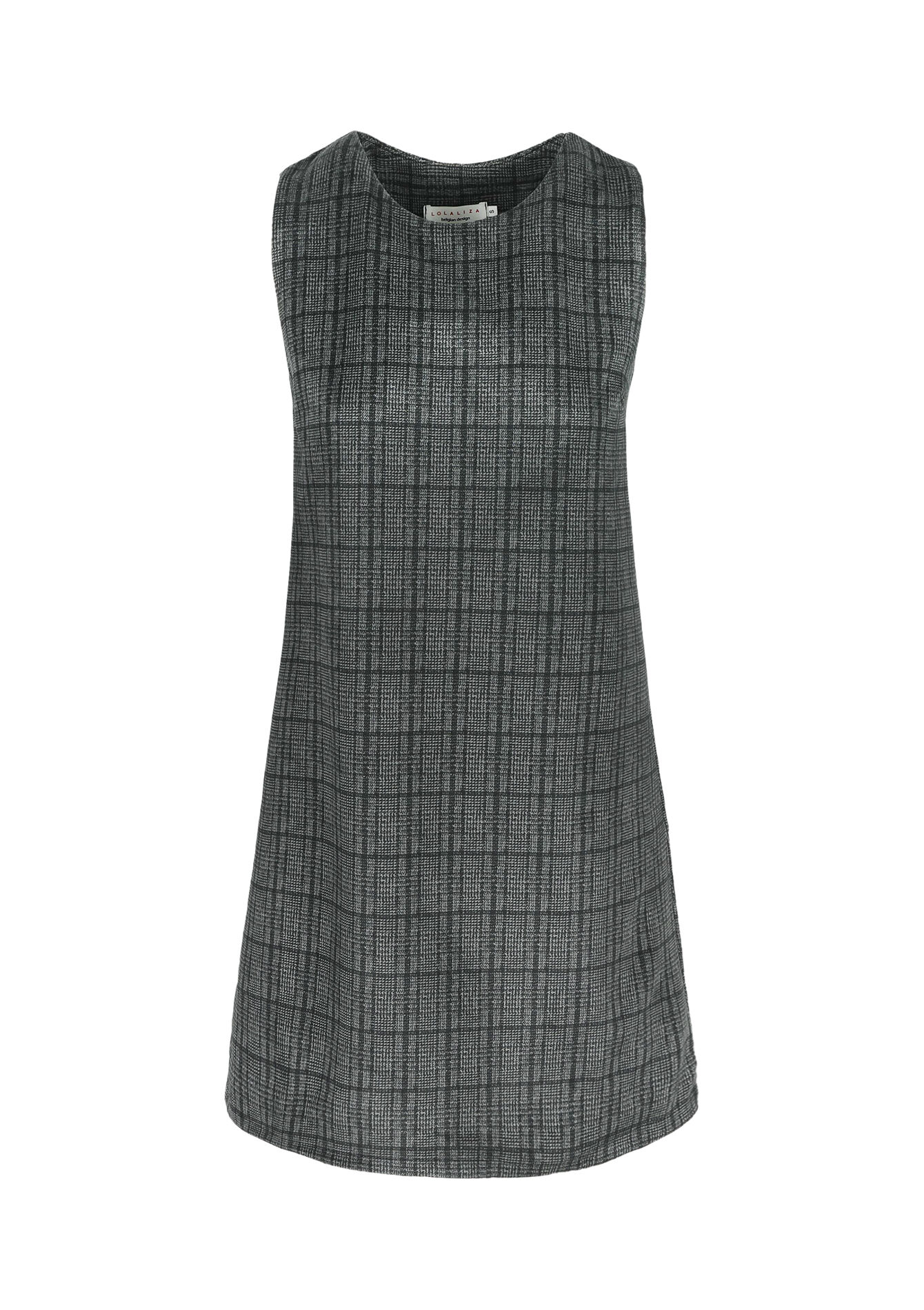 Checked boxy dress, Checked boxy dress - DK GREY MEL - 08103941