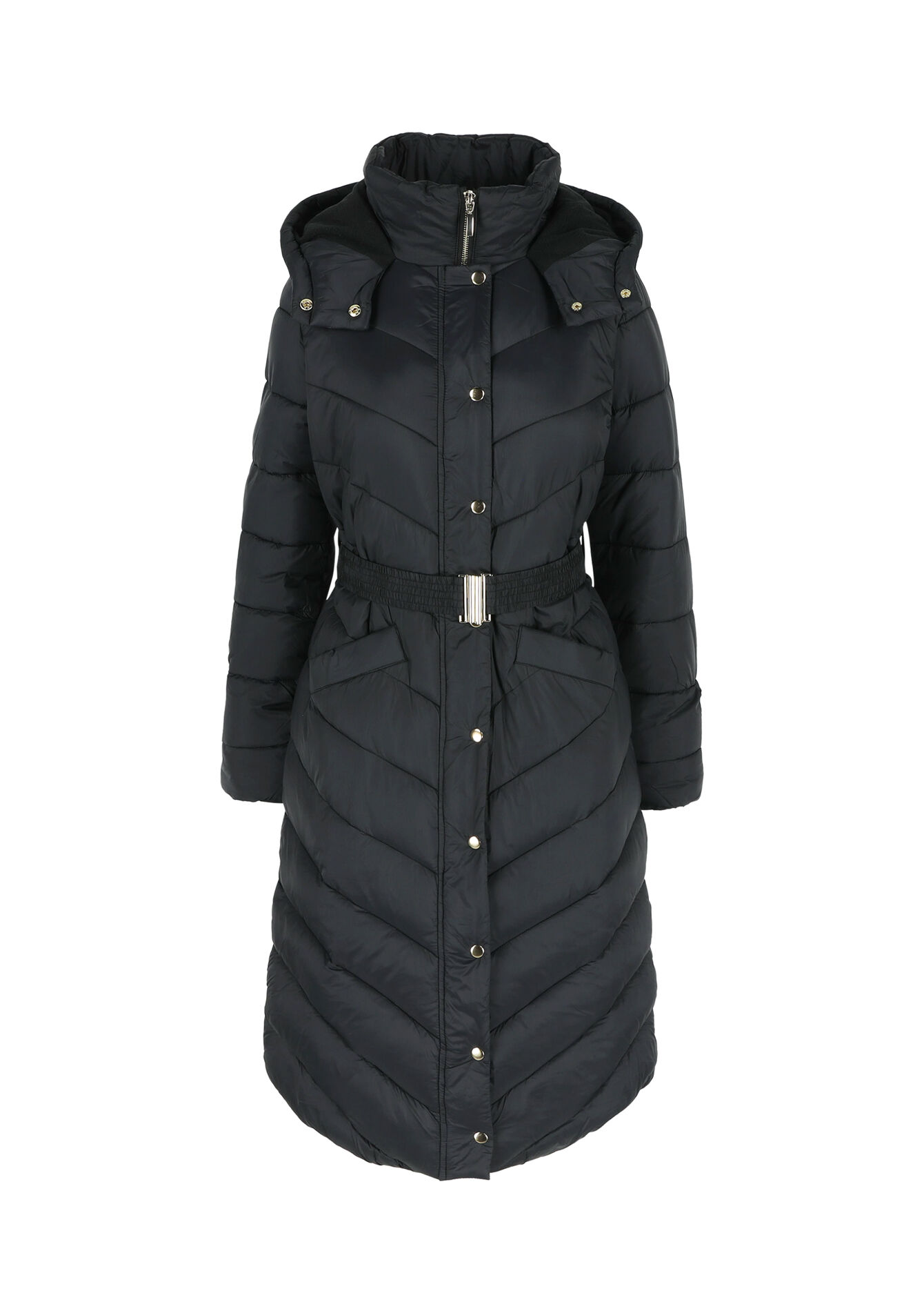 Lange gewatteerde jas, Lange gewatteerde jas - BLACK - 23000687_1119