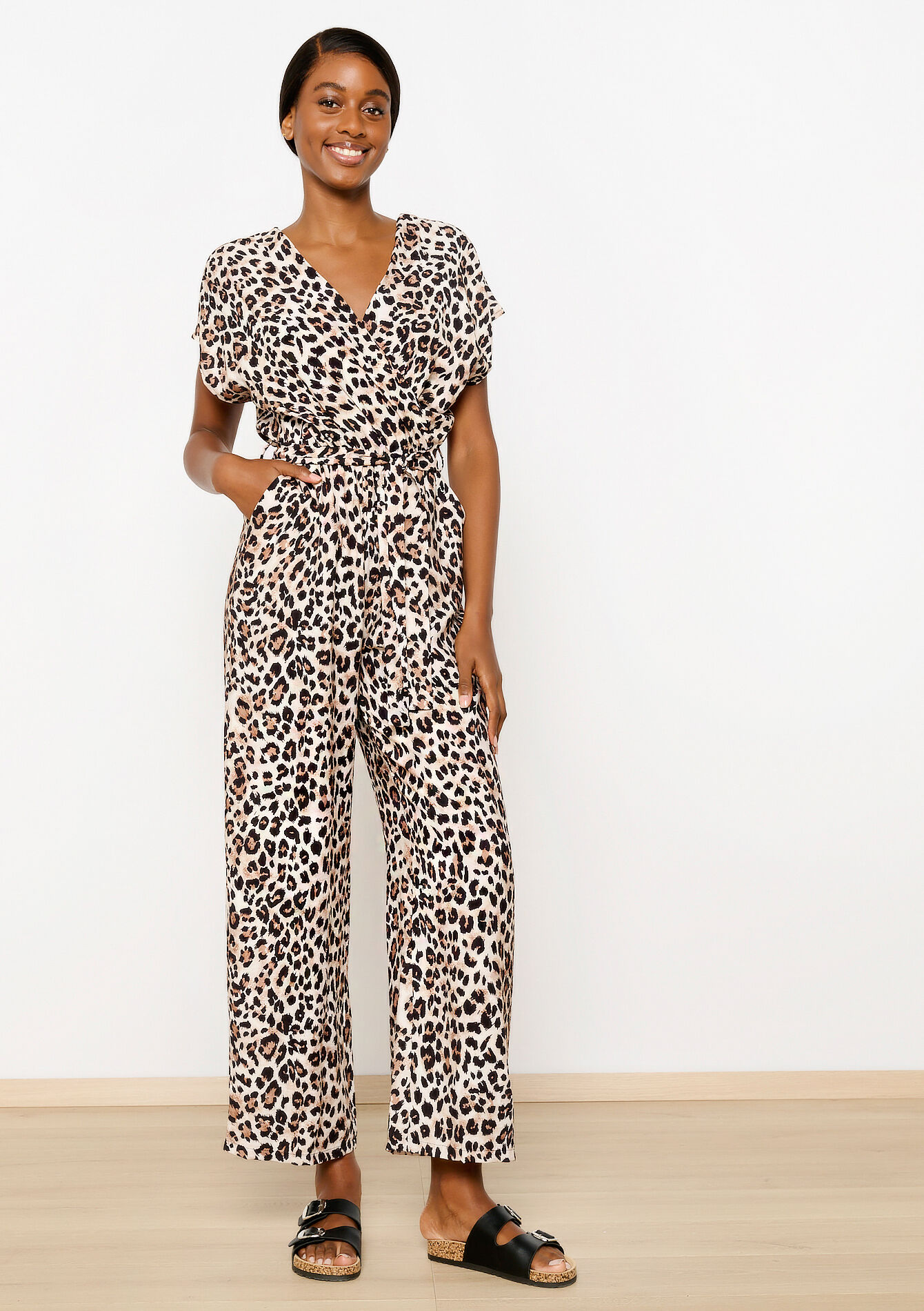 Jumpsuit with leopard print, Jumpsuit with leopard print - LT BEIGE - 06004526_2527