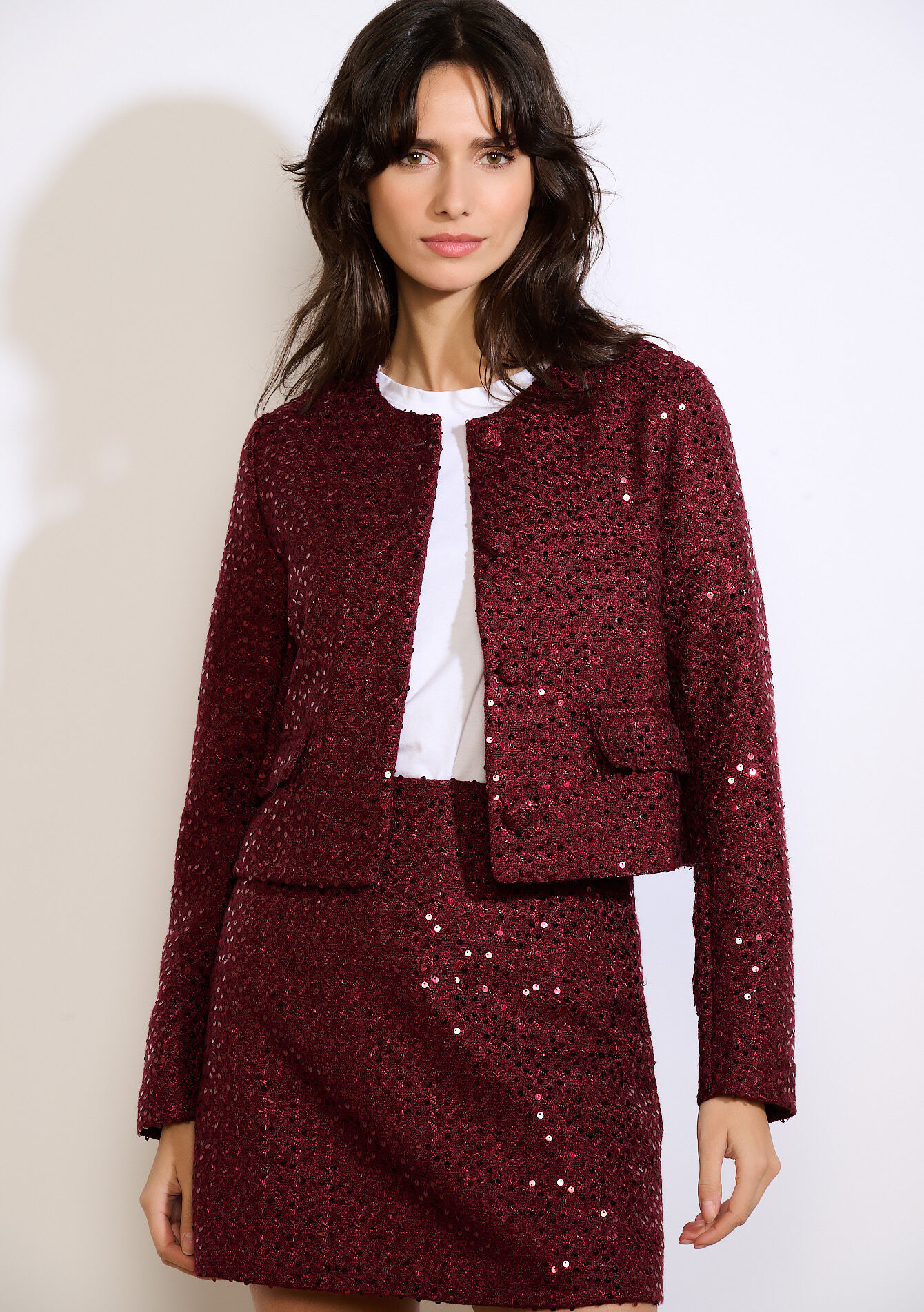 Korte paillettenjasje, , back