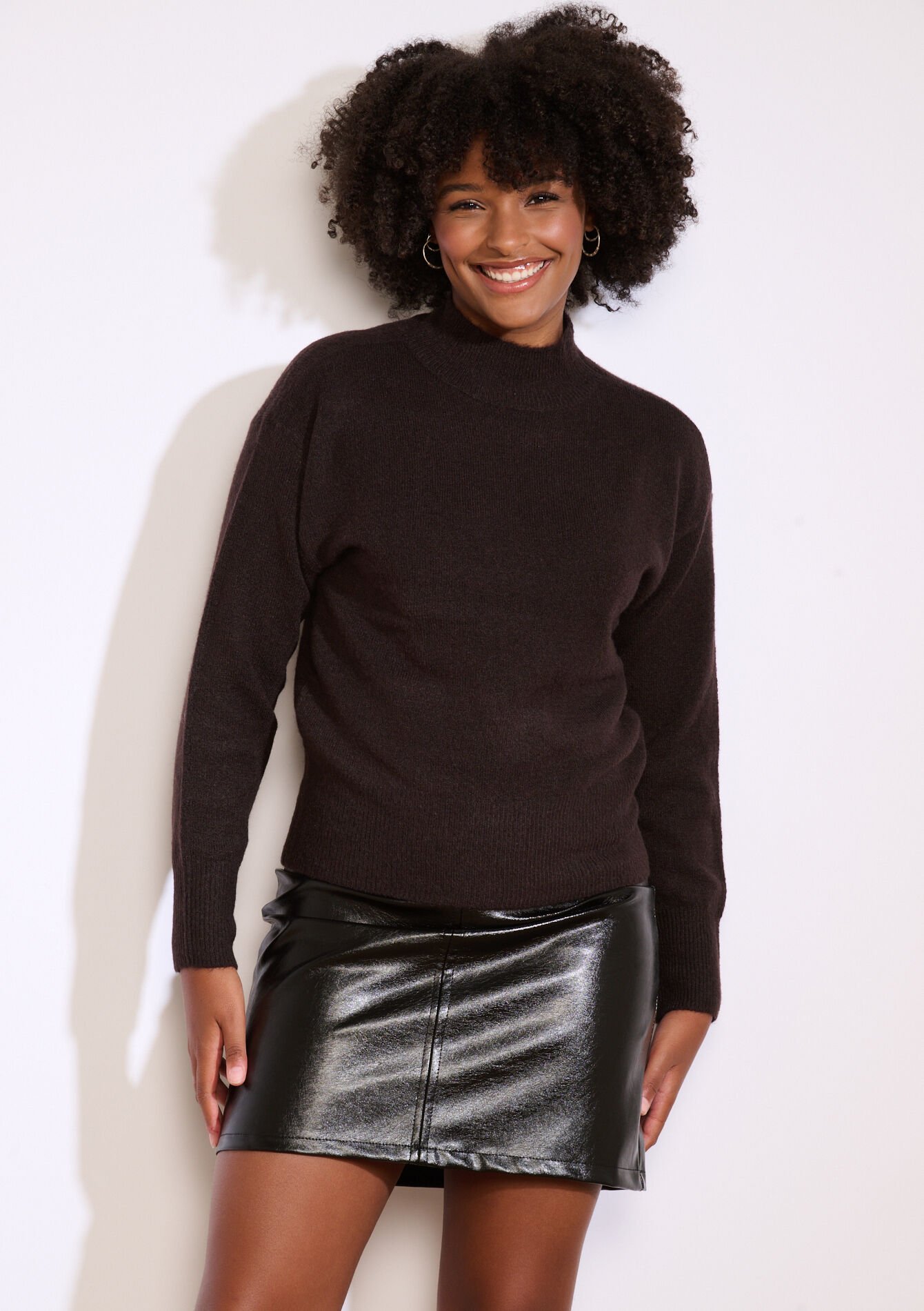 Soft knit high neck jumper, , back