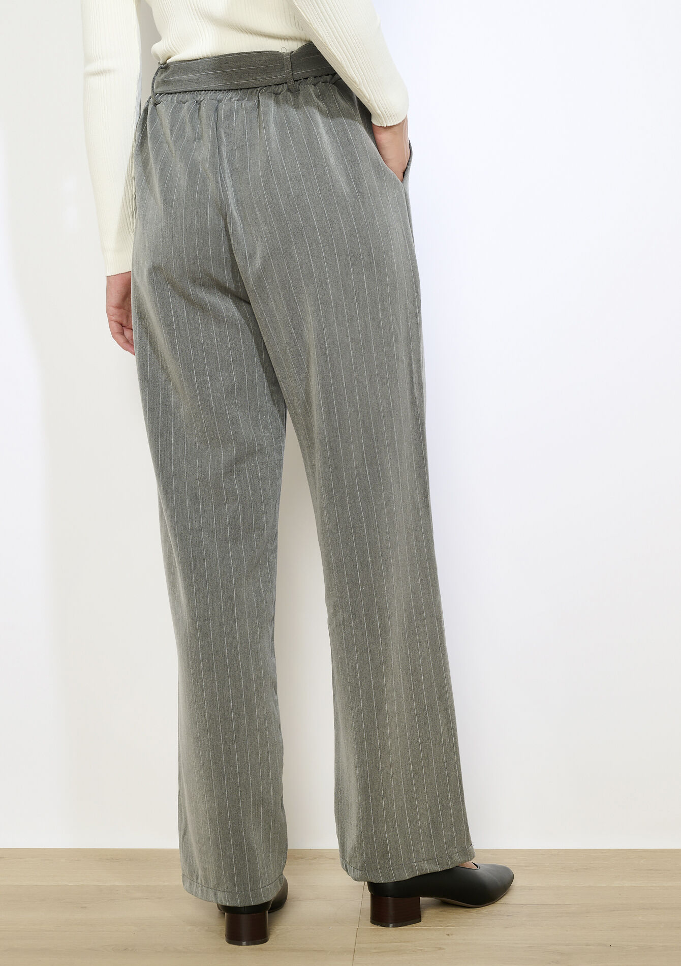 Gestreepte wijde broek, Gestreepte wijde broek - GREY MED MEL - 06601047_3507