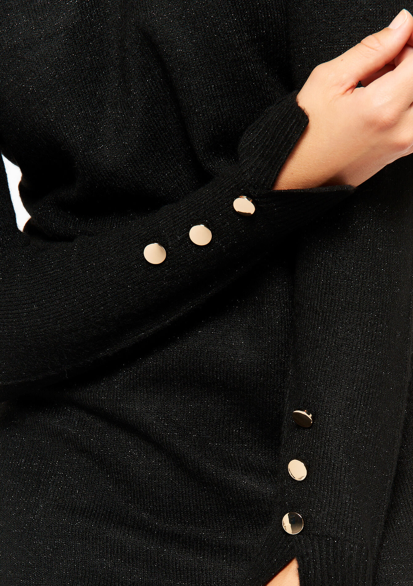 Trui-jurk met V-hals, Trui-jurk met V-hals - BLACK - 08601931_1119