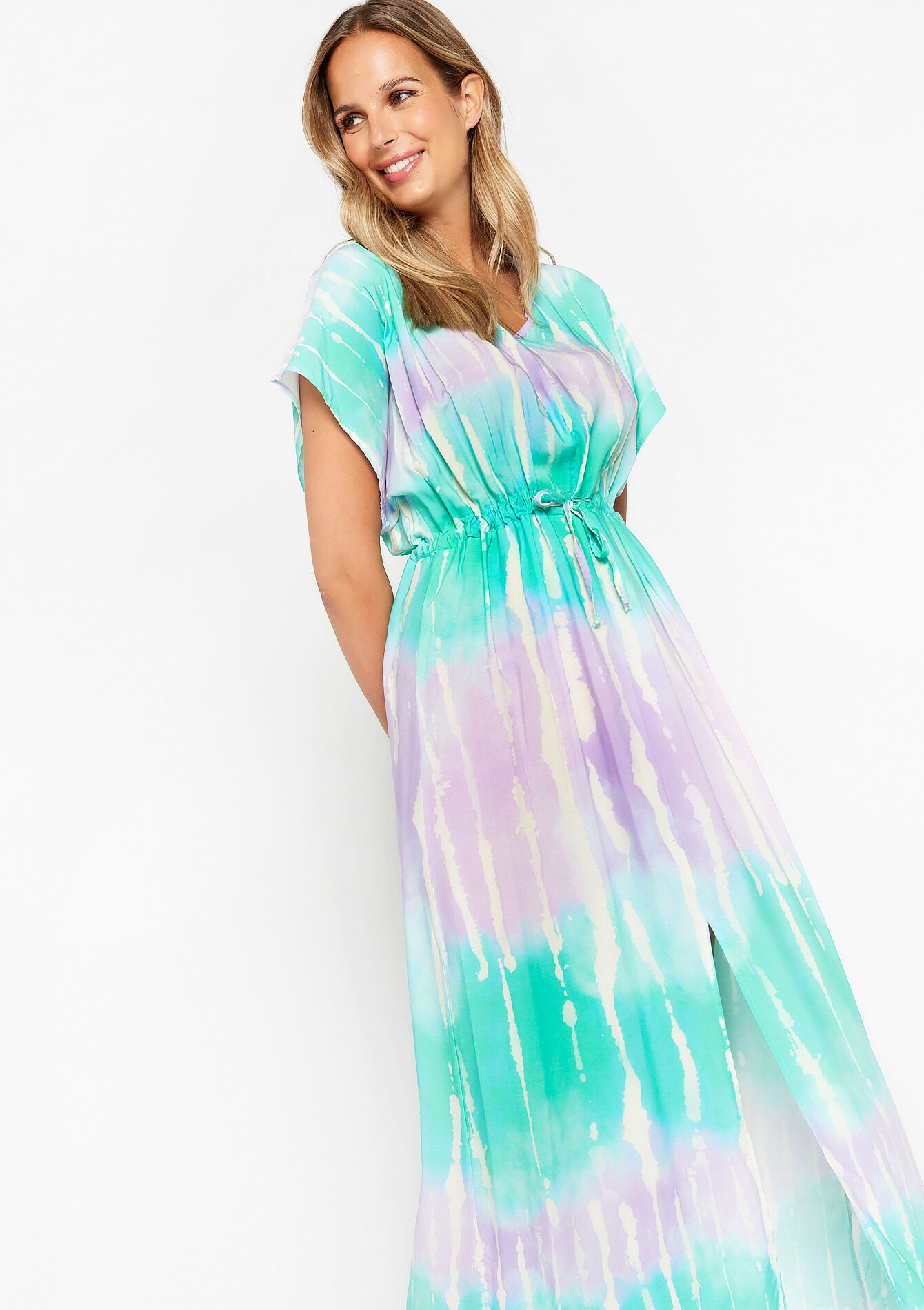 Robe longue en tie and dye - ORANGE BRIGHT - 08602087