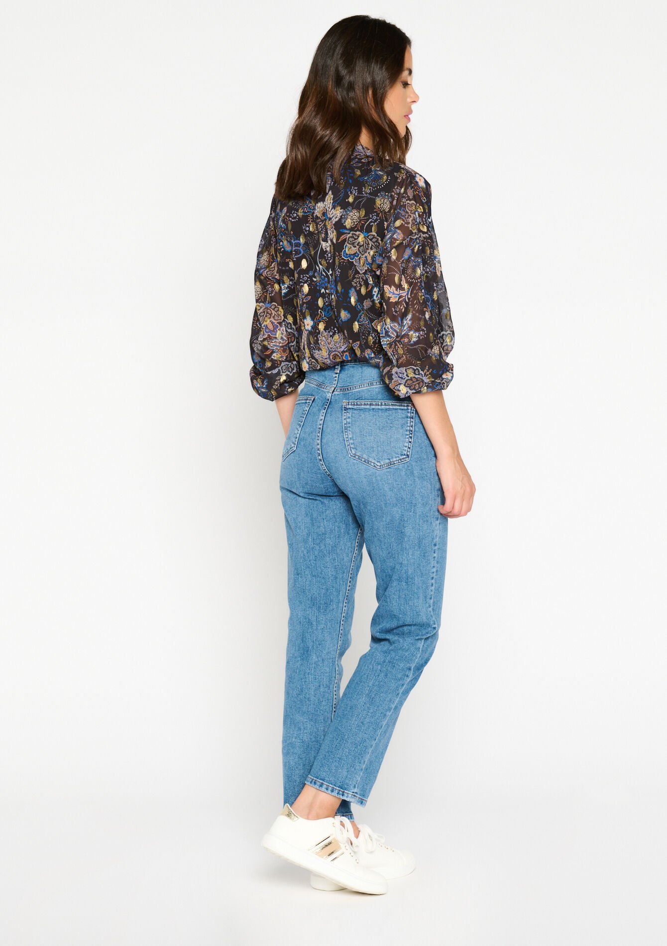 Rechte jeans met hoge taille, Rechte jeans met hoge taille - MEDIUM BLUE - 22000469_0500